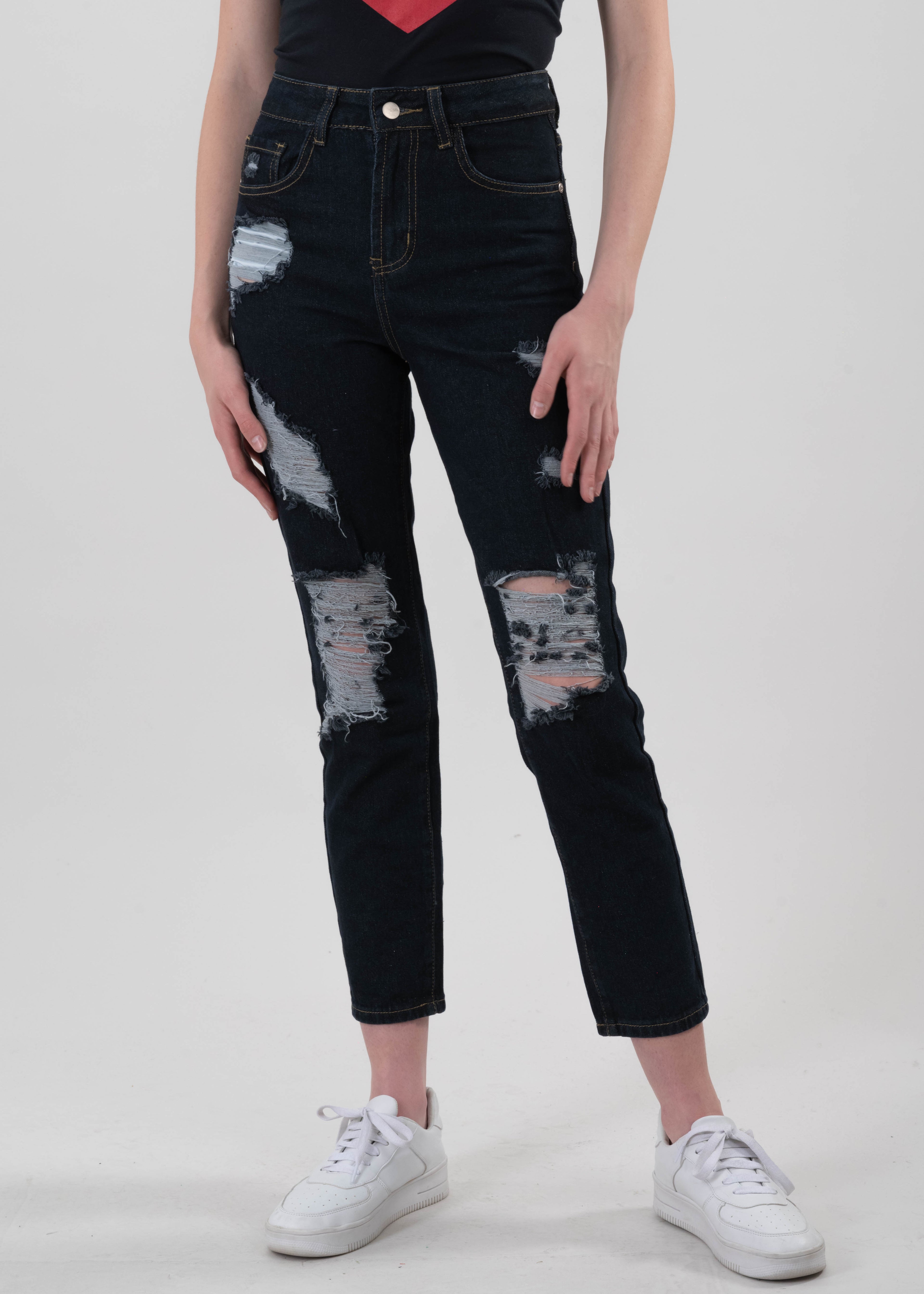 Jeans mom cintura alta destrucción RINSE