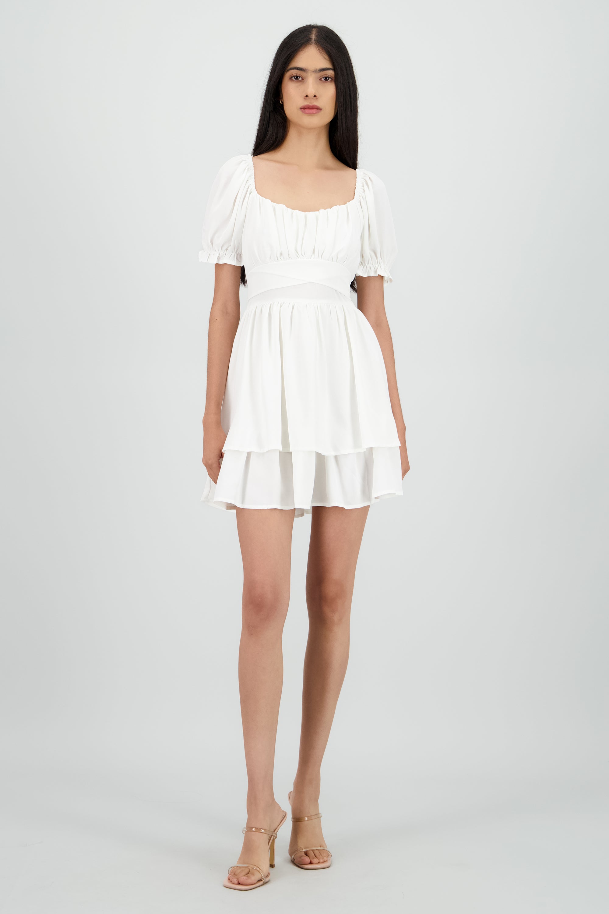 Vestido Mini Capas Moño
