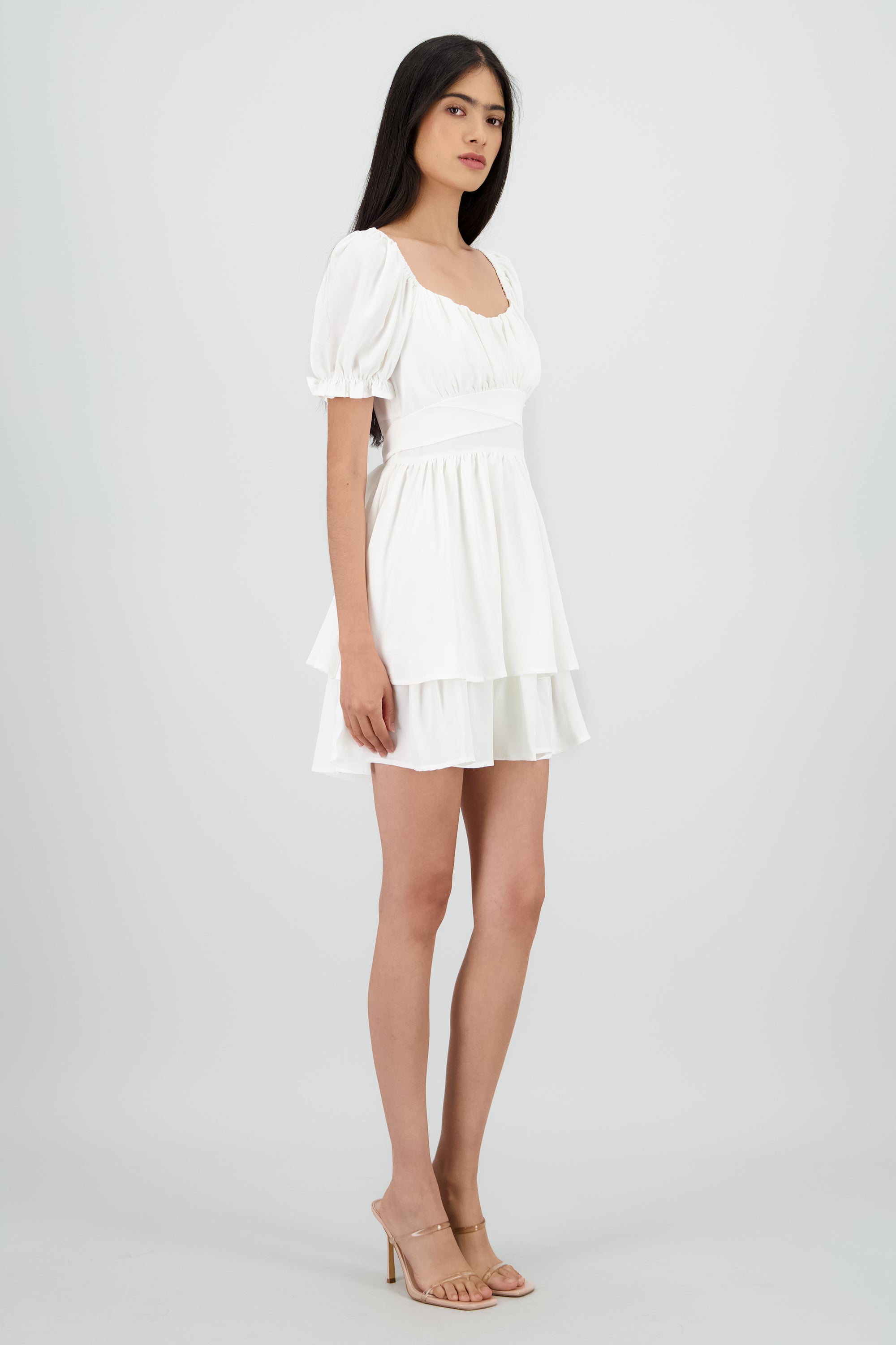 Vestido Mini Capas Moño