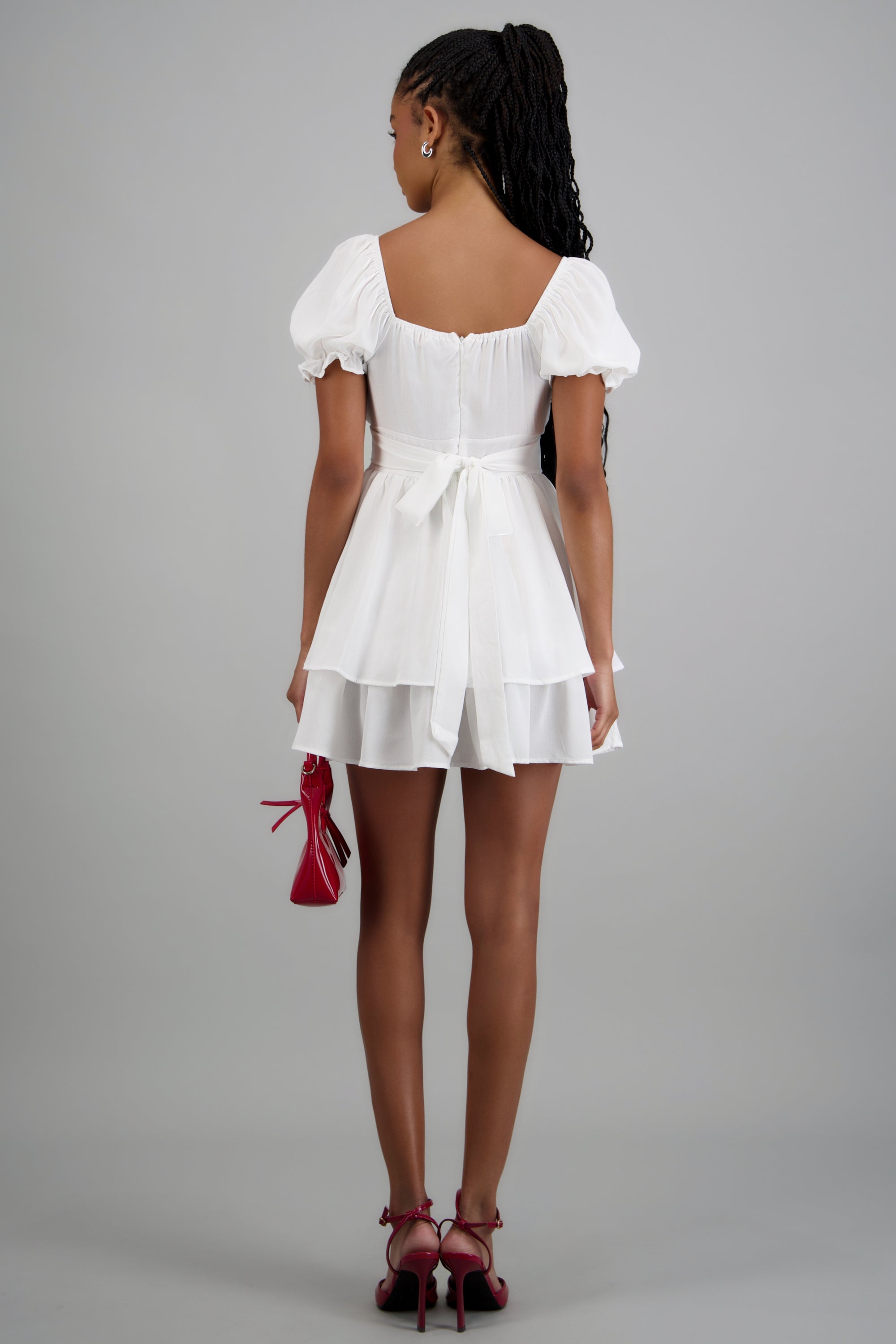 Vestido con olanes BLANCO