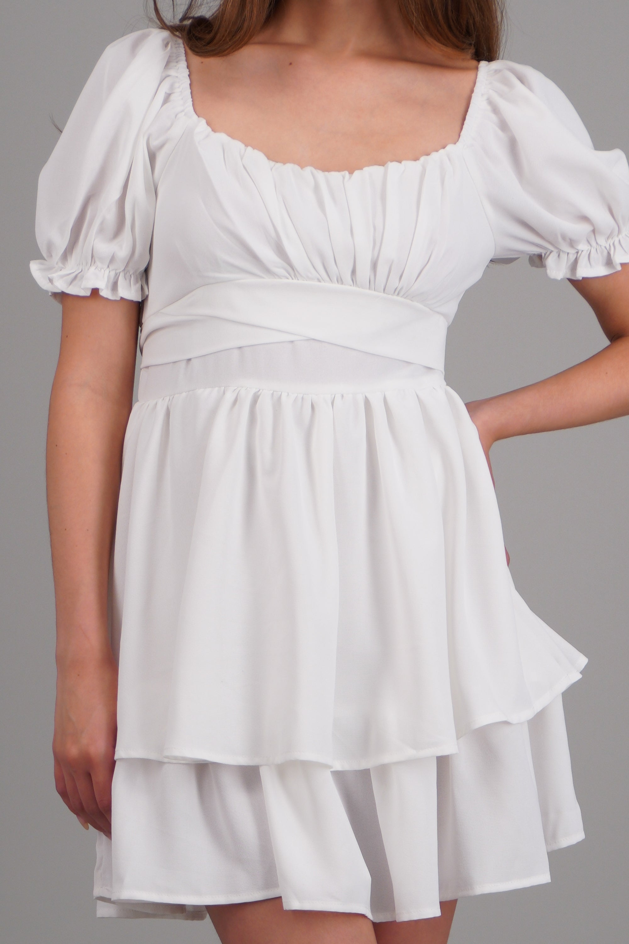 VESTIDO CON OLANES BLANCO