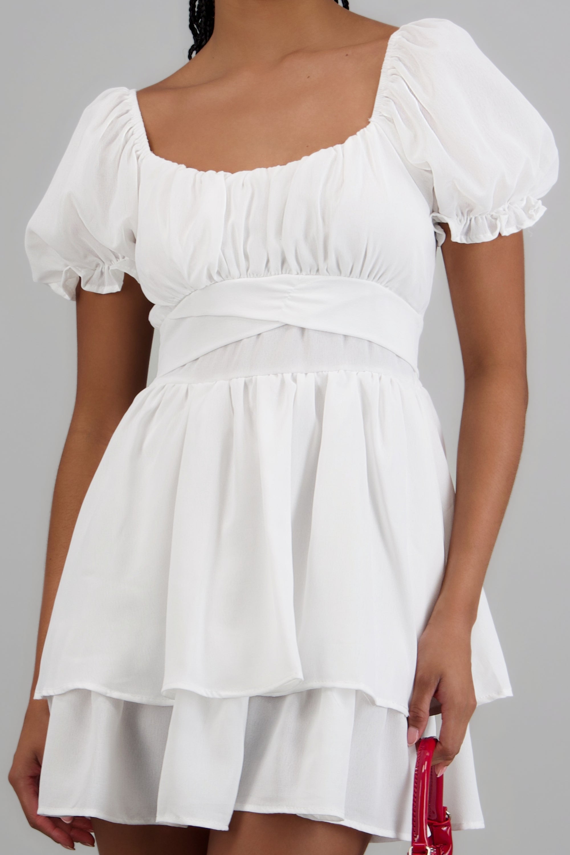 Vestido con olanes BLANCO