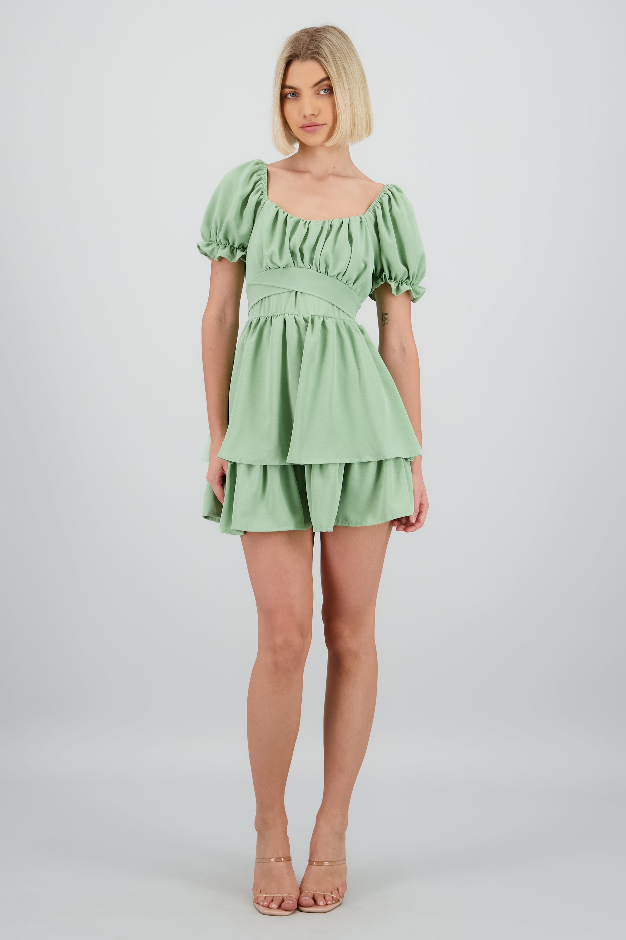 Vestido Mini Capas Moño SAGE