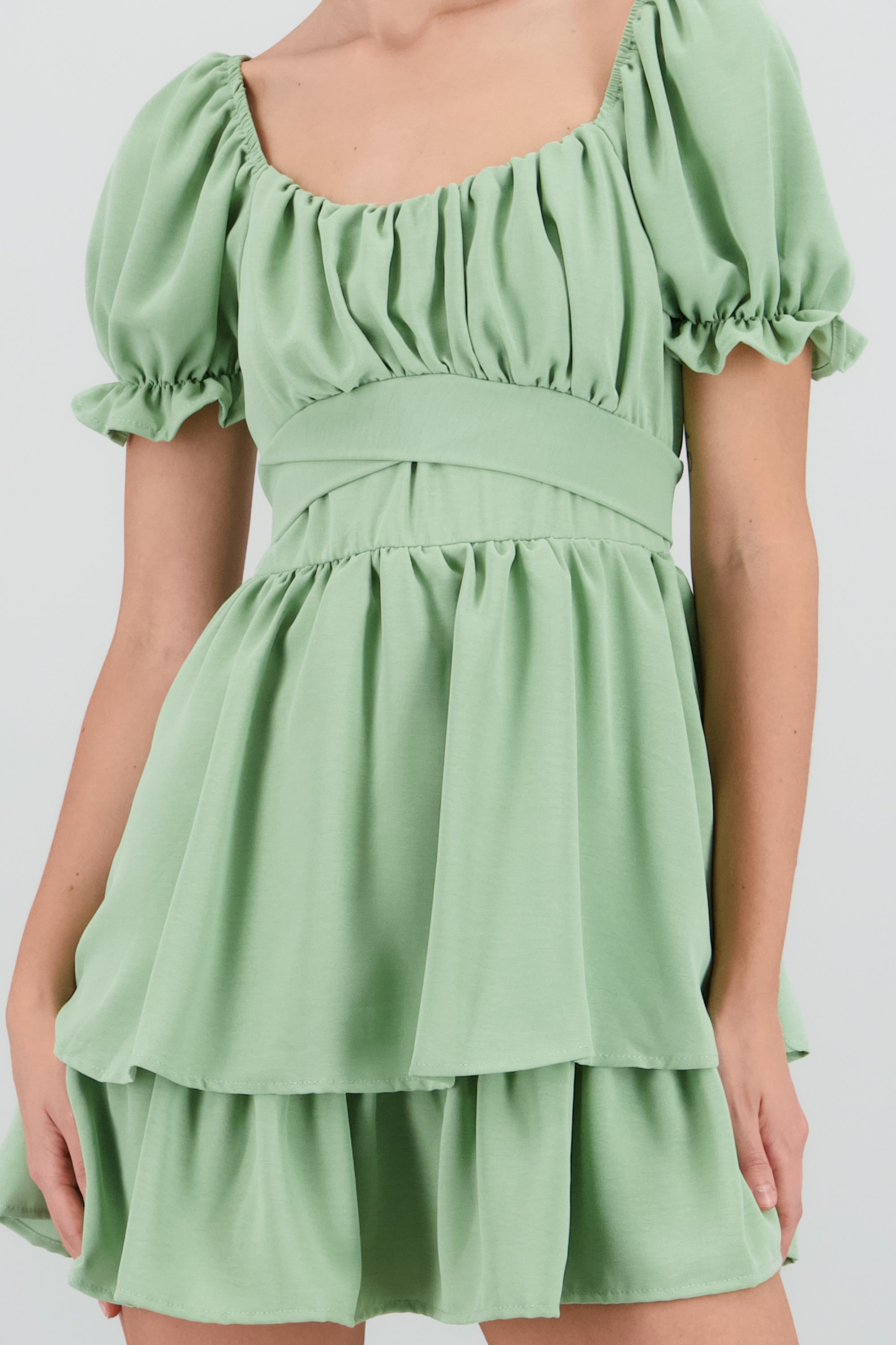 Vestido Mini Capas Moño SAGE