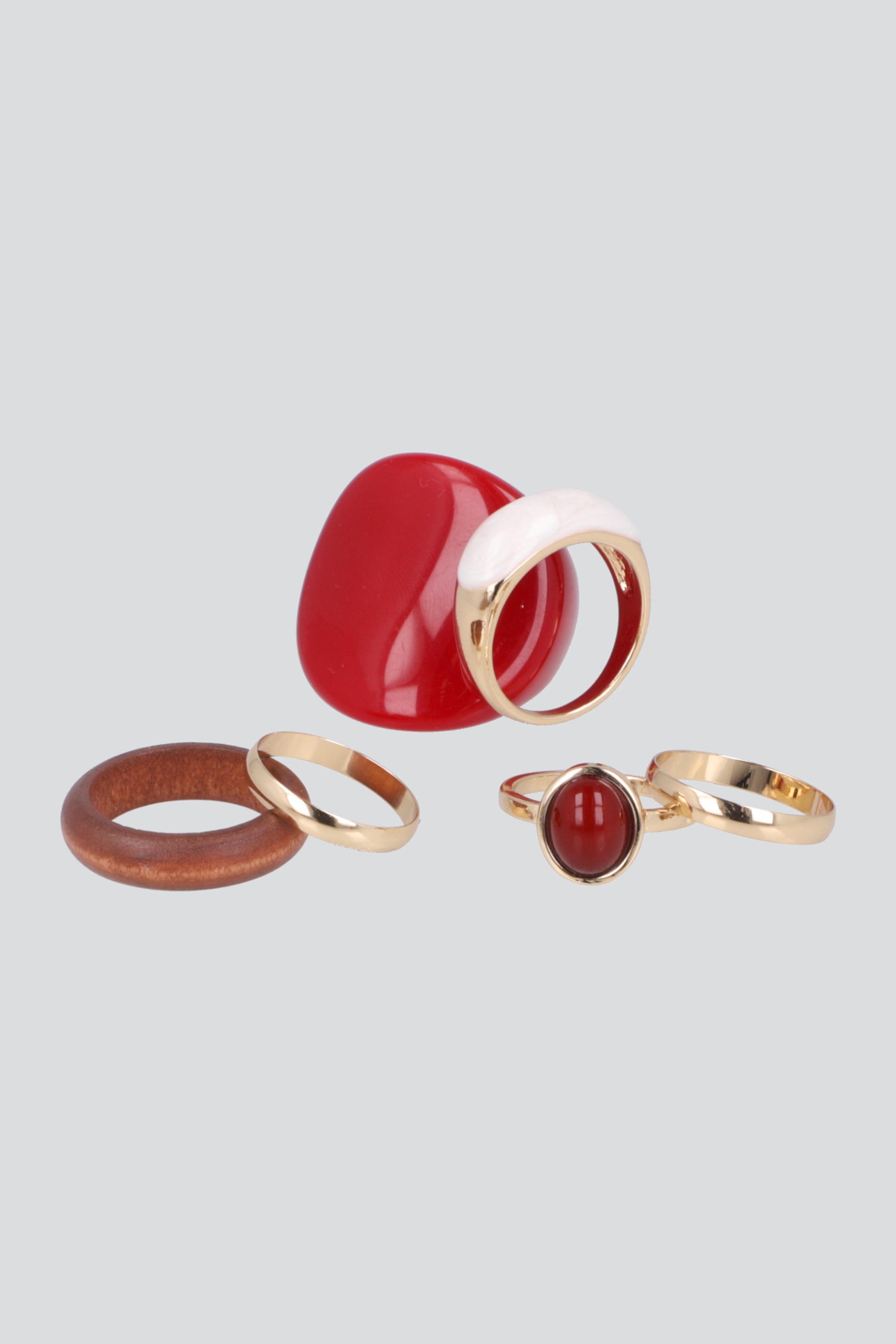 Set 6 Anillos Acrílico Metálico ORO