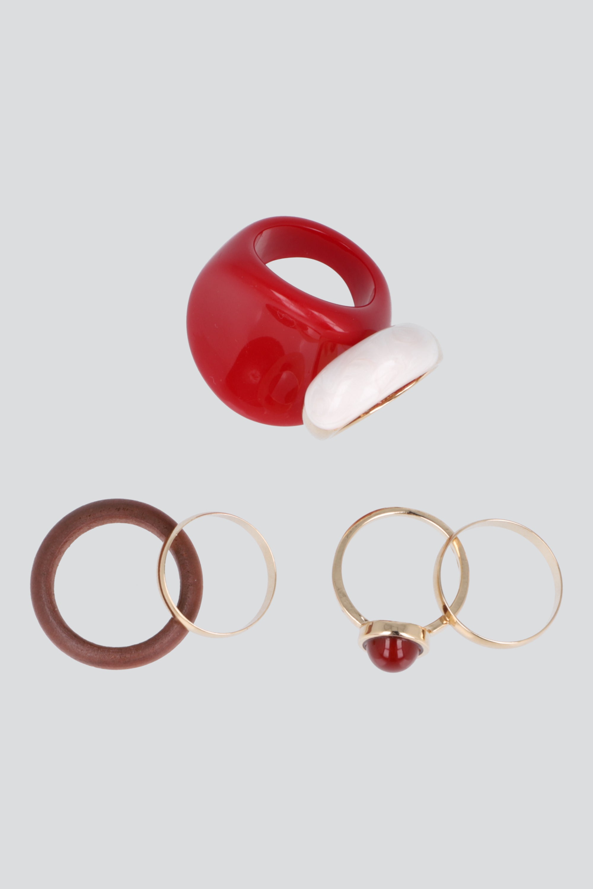 Set 6 Anillos Acrílico Metálico ORO
