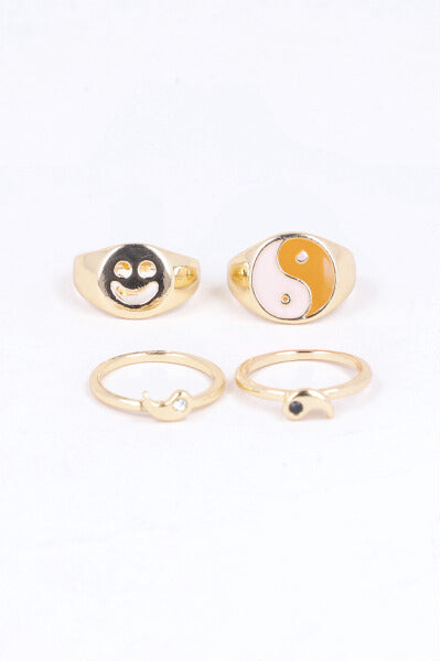 Set 3 piezas anillos yin yang NARANJA