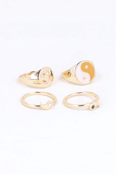 Set 3 piezas anillos yin yang NARANJA