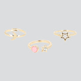 Set 3 Piezas Anillos Luna Estrella