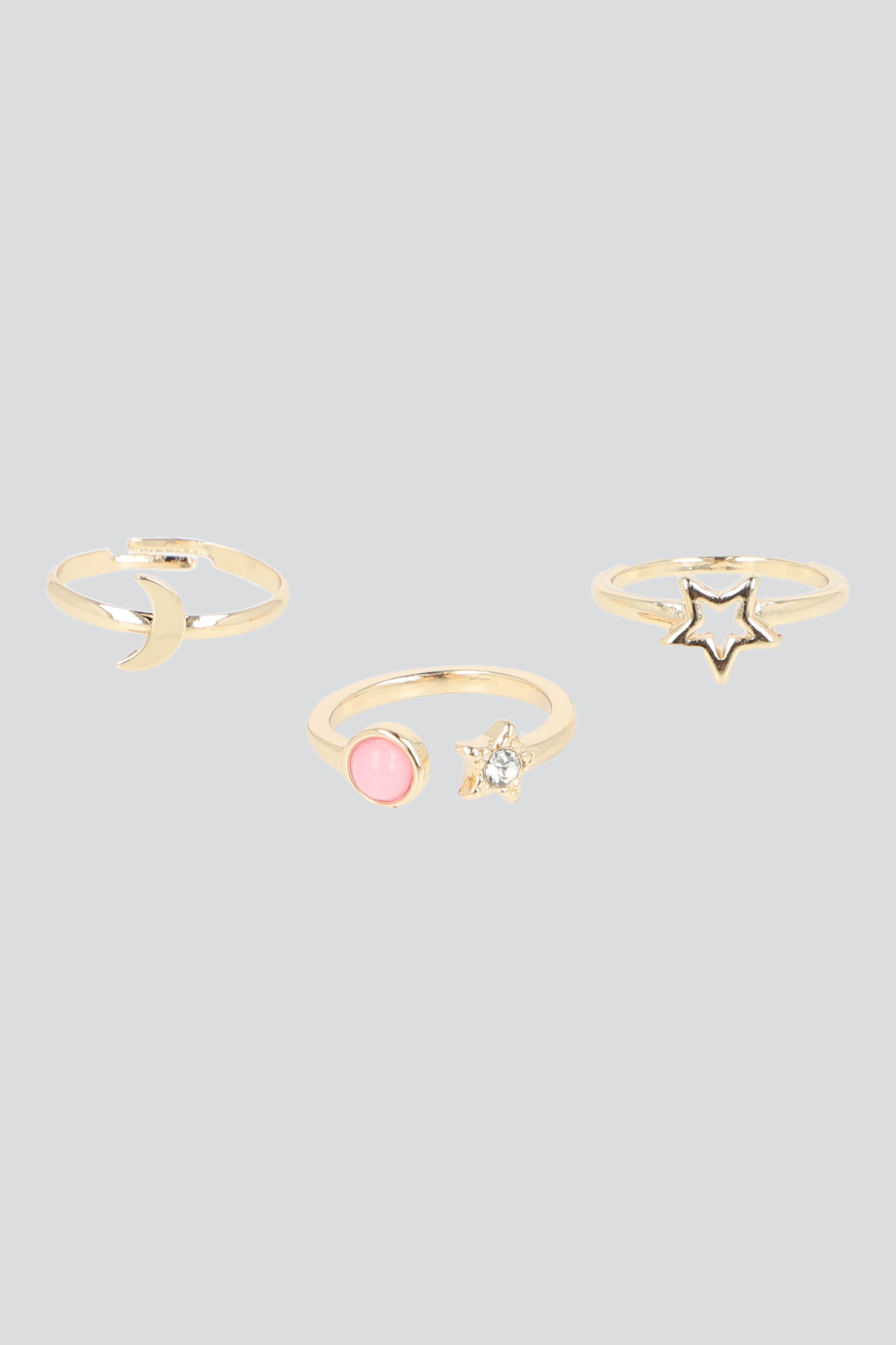 Set 3 Piezas Anillos Luna Estrella