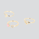 Set 3 Piezas Anillos Luna Estrella