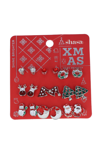 Set 9 pares aretes navideños