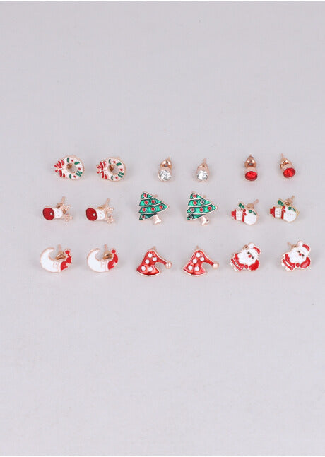 Set 9 pares aretes navideños