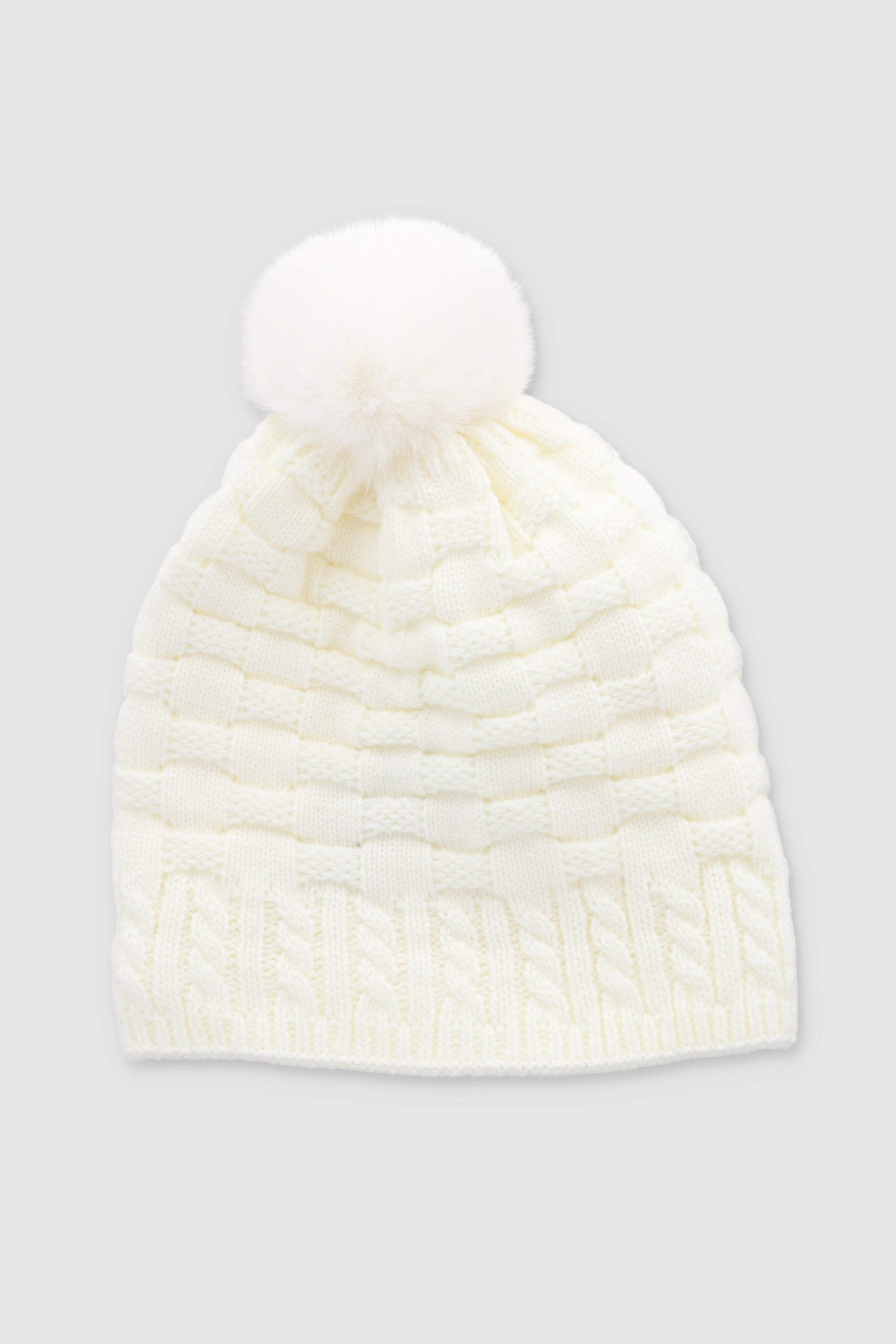 Gorro tejido cuadros BLANCO