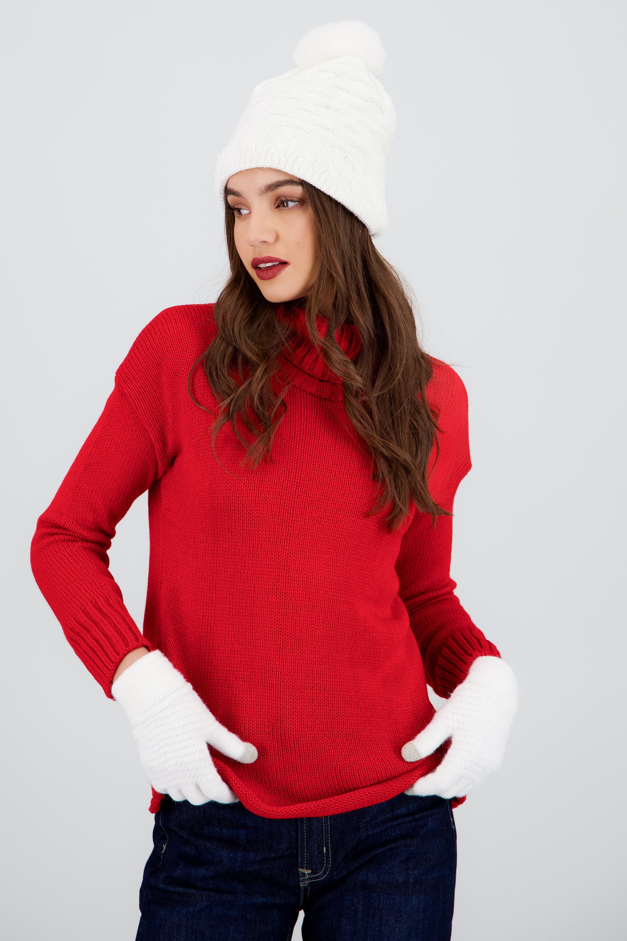 Beanie tejido cuadros BLANCO