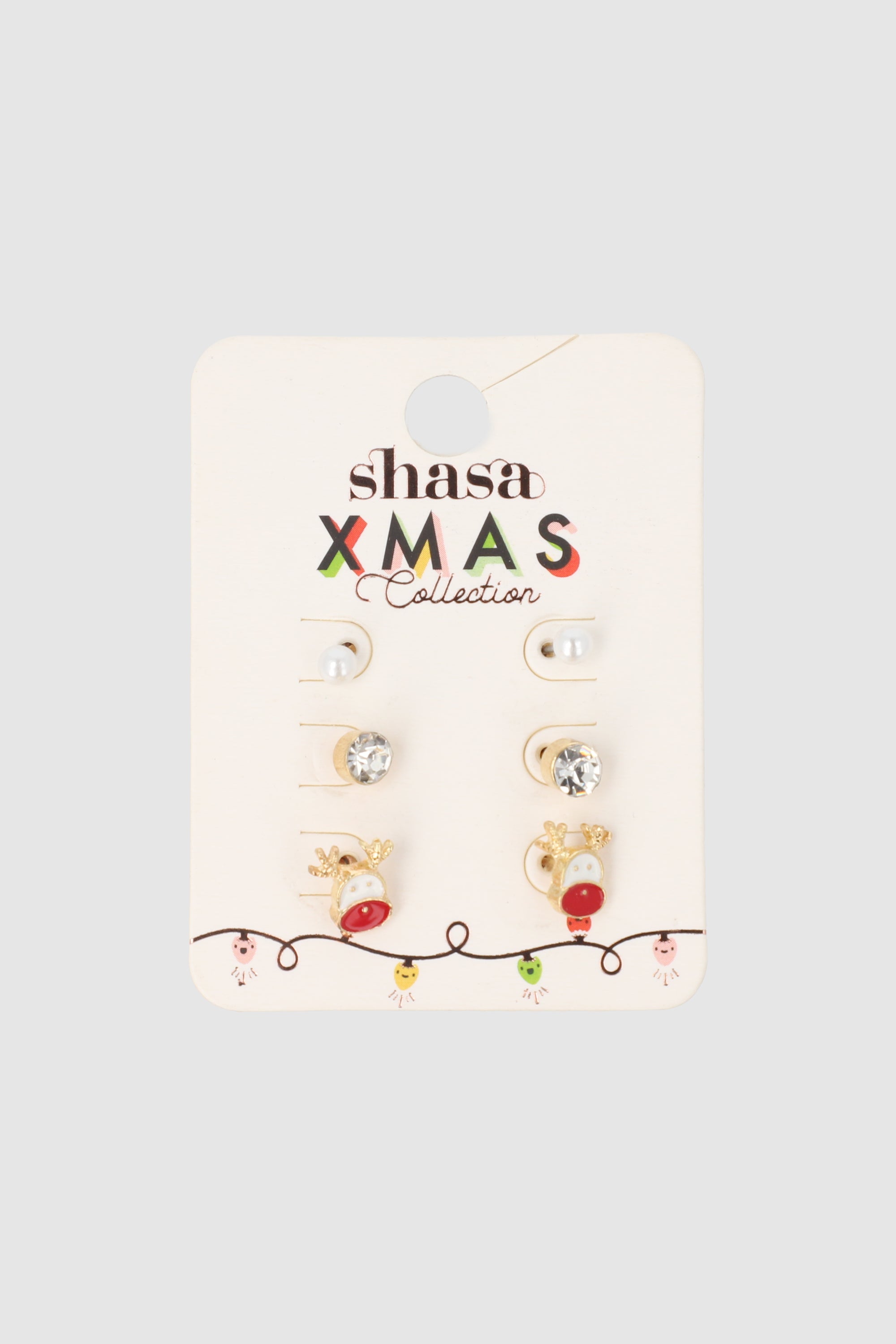 3 Pr Aretes Reno Navidad ORO