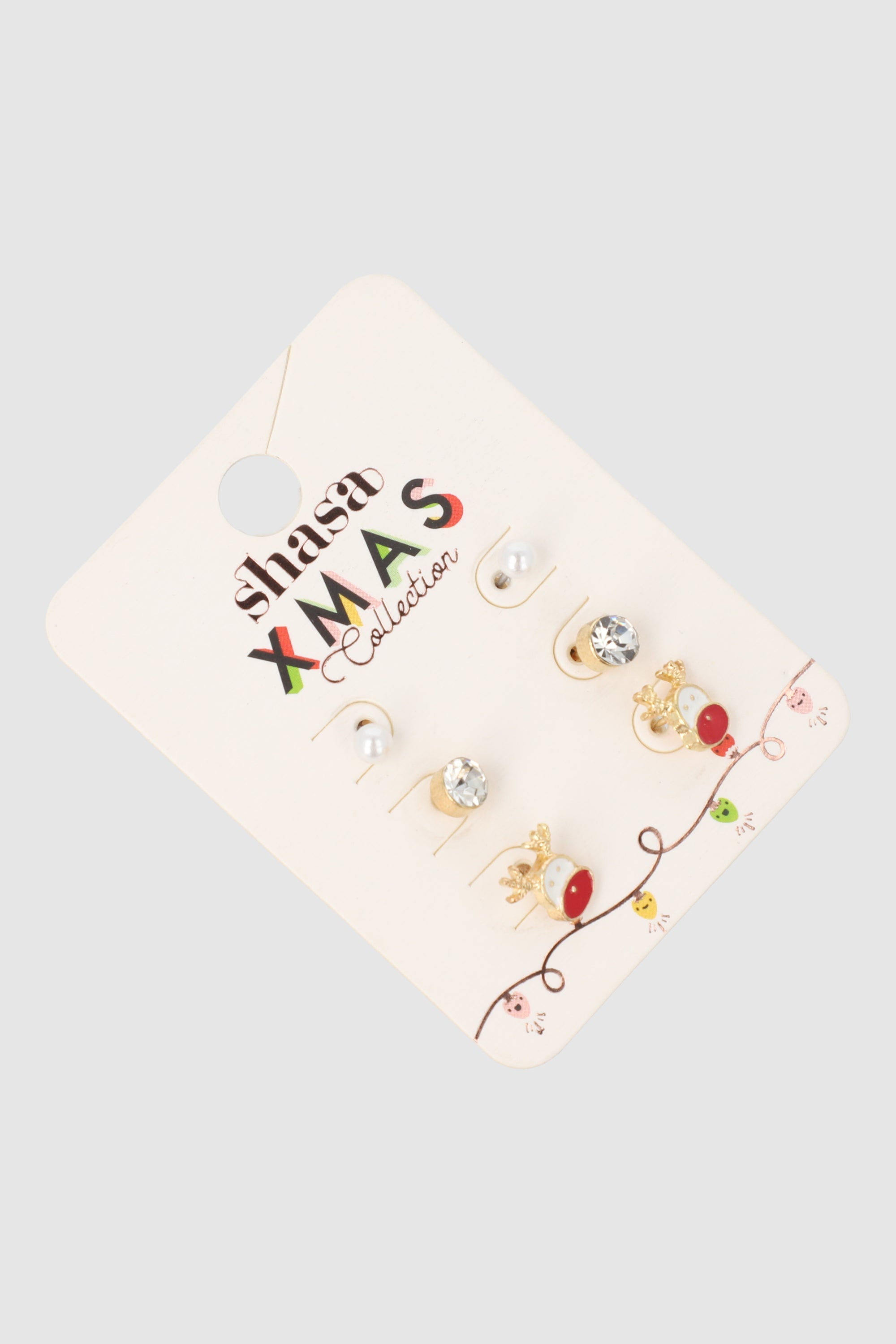 3 Pr Aretes Reno Navidad ORO