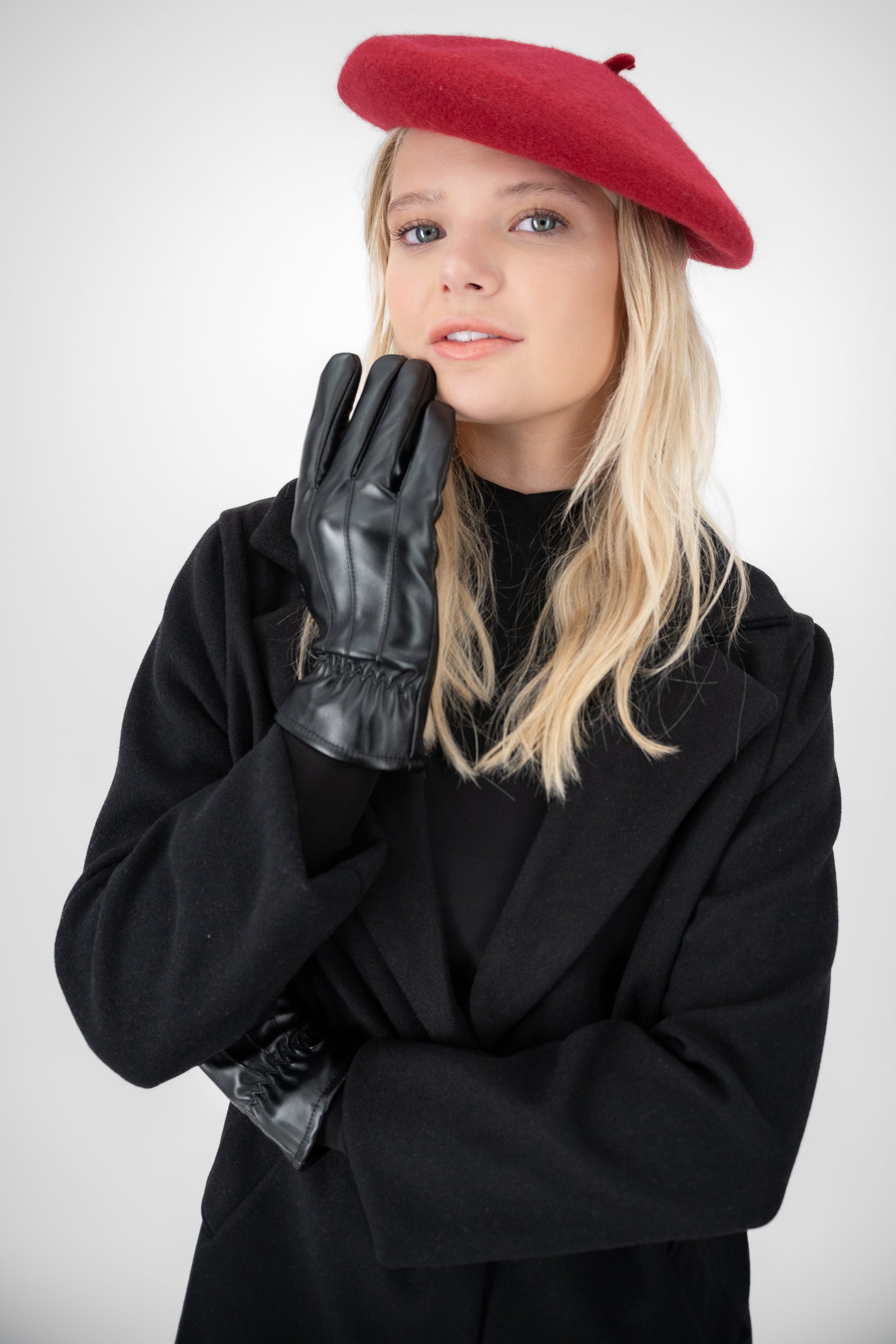 Guantes efecto piel monocolor