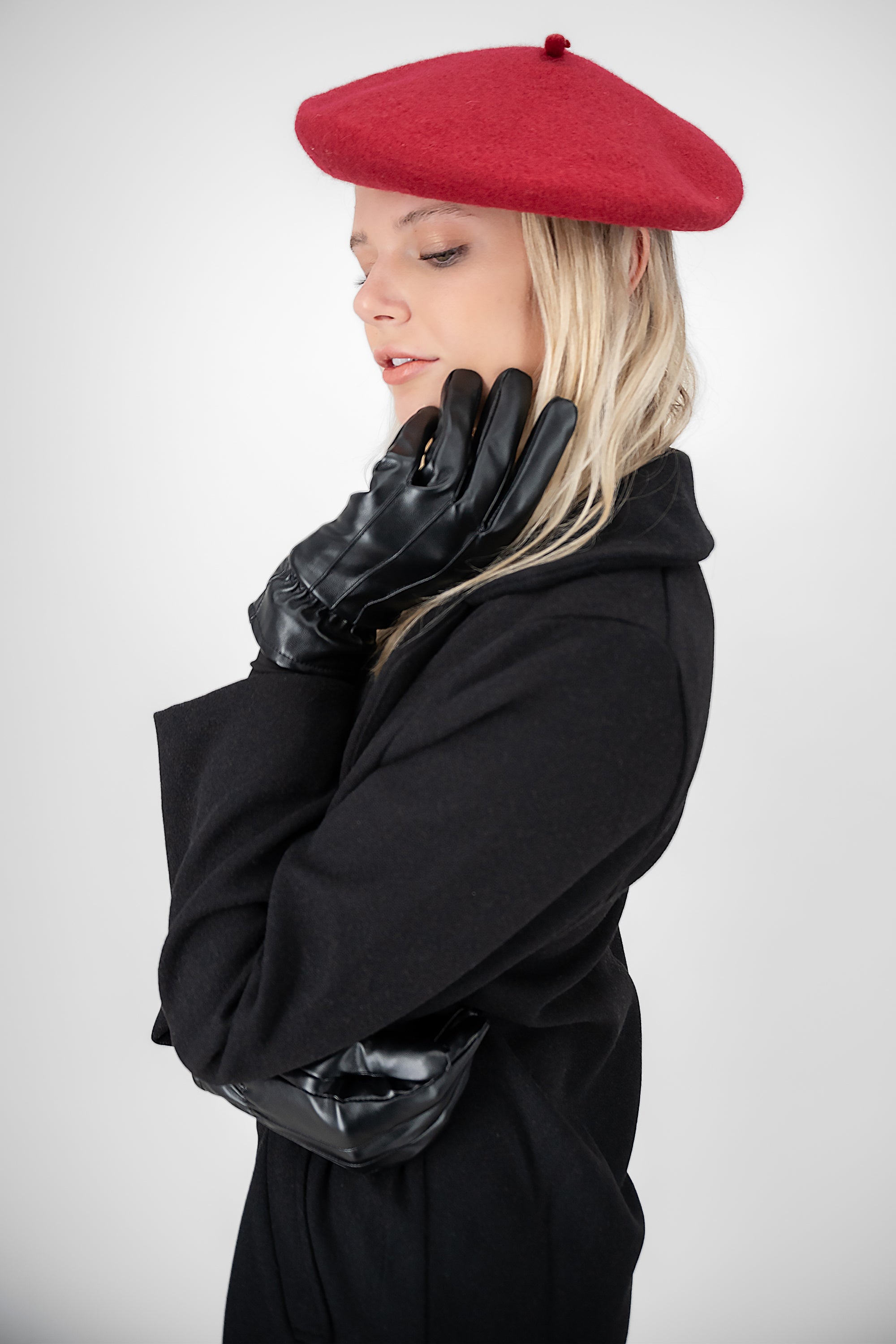 Guantes efecto piel monocolor