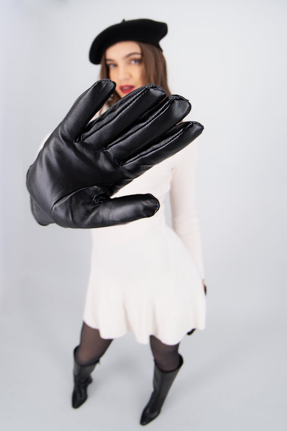 Guantes efecto piel monocolor