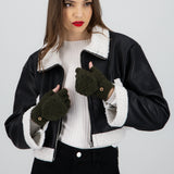 Guantes dedos descubiertos desmontable botón