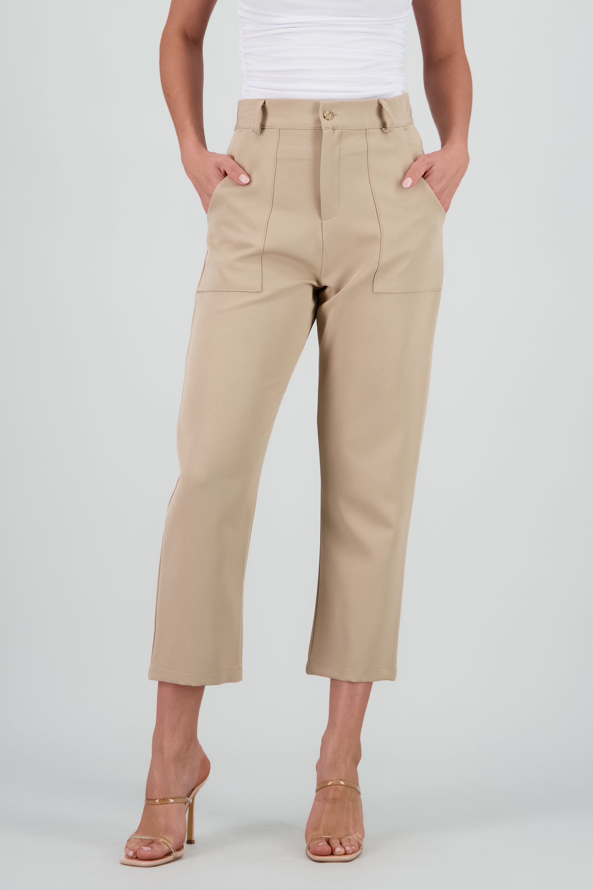 Pantalón Cintura Alta Capri Bolsas