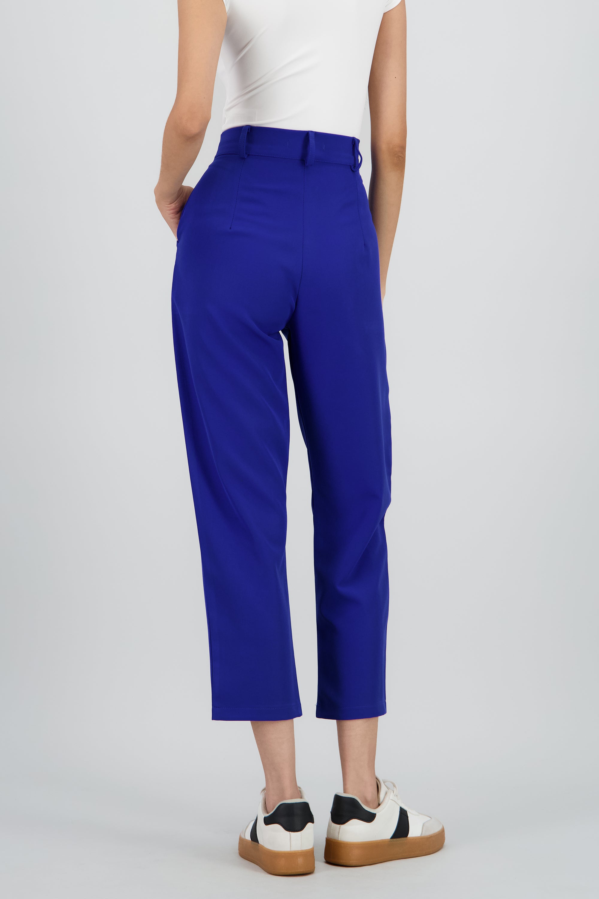 Pantalón Cintura Alta Capri Bolsas AZUL
