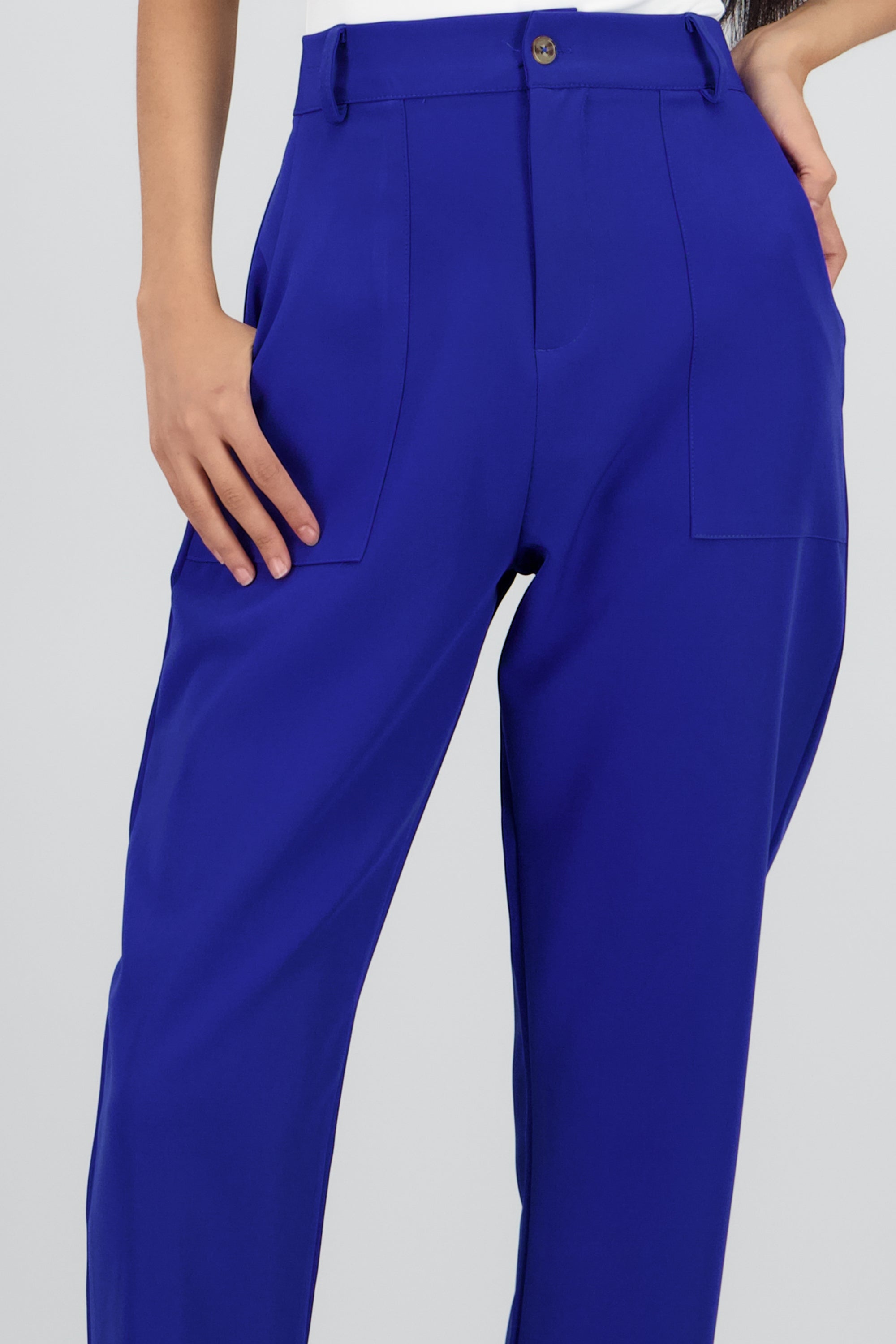 Pantalón Cintura Alta Capri Bolsas AZUL