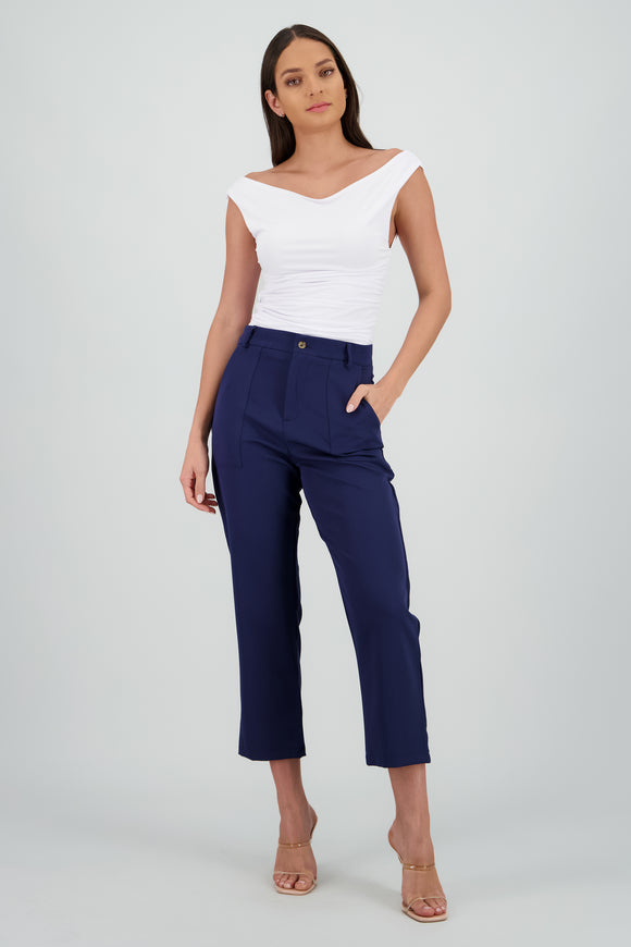 Pantalón Cintura Alta Capri Bolsas