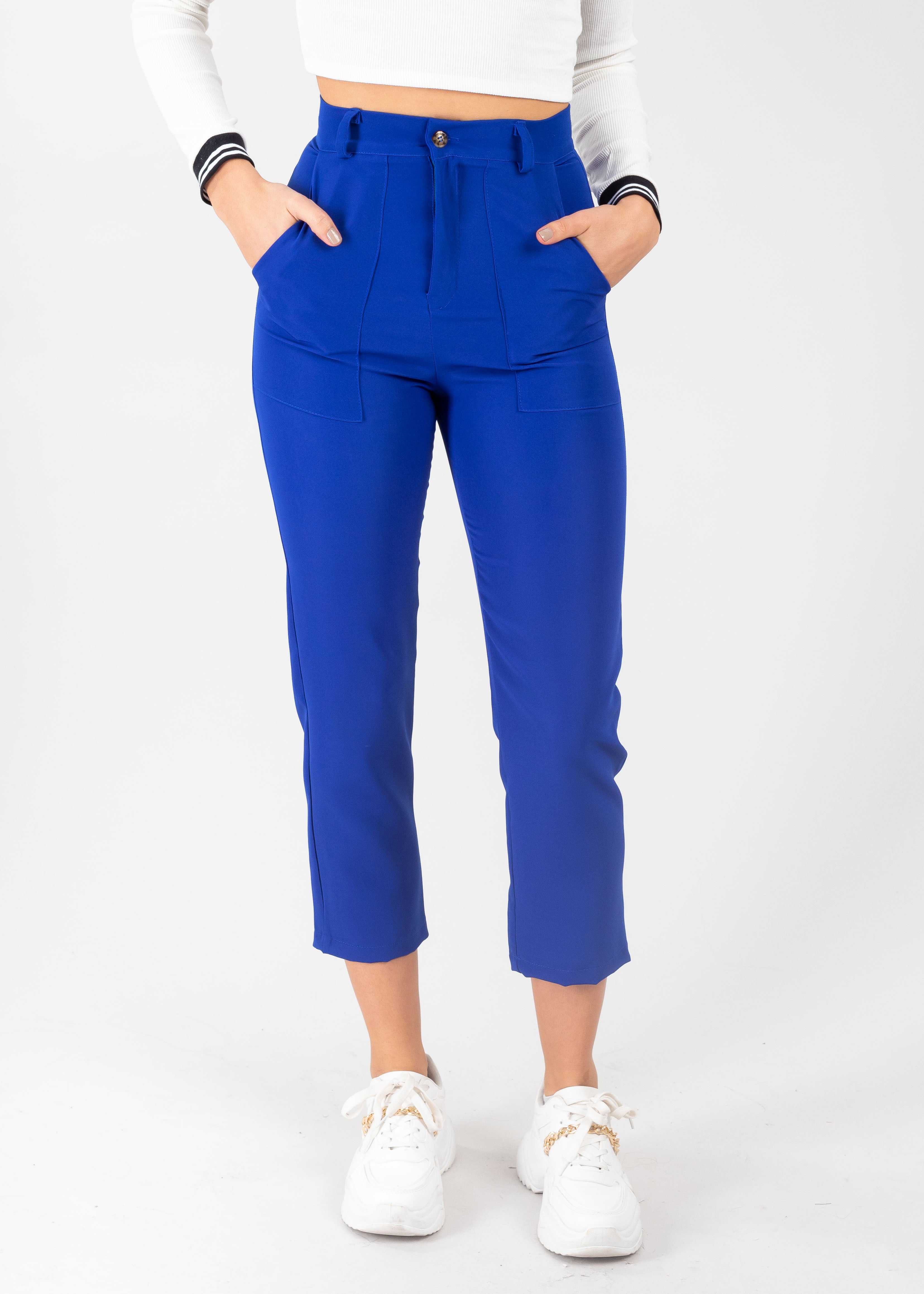 Pantalón Cintura Alta Capri Bolsas