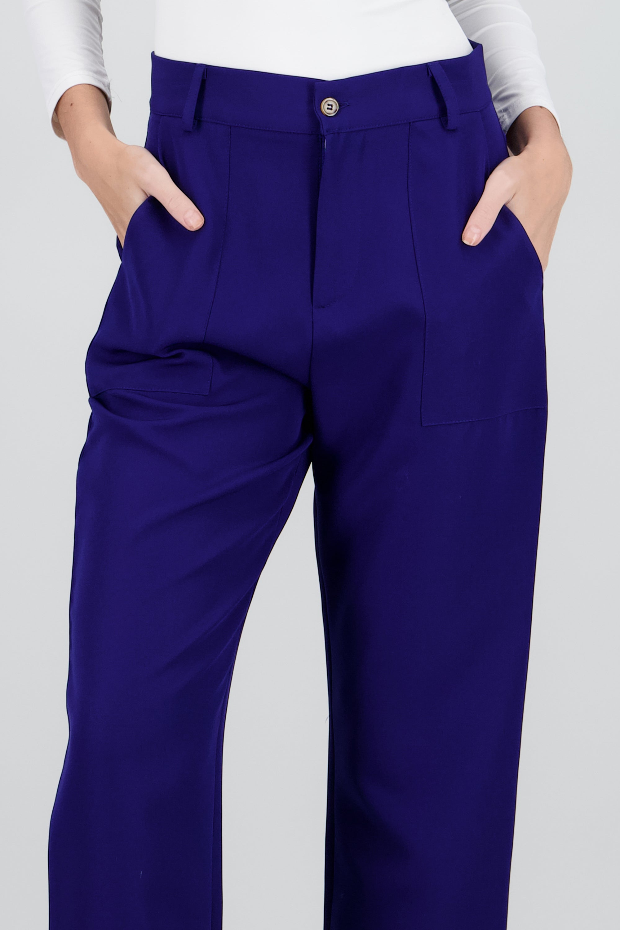 Pantalón Cintura Alta Capri Bolsas AZUL REY