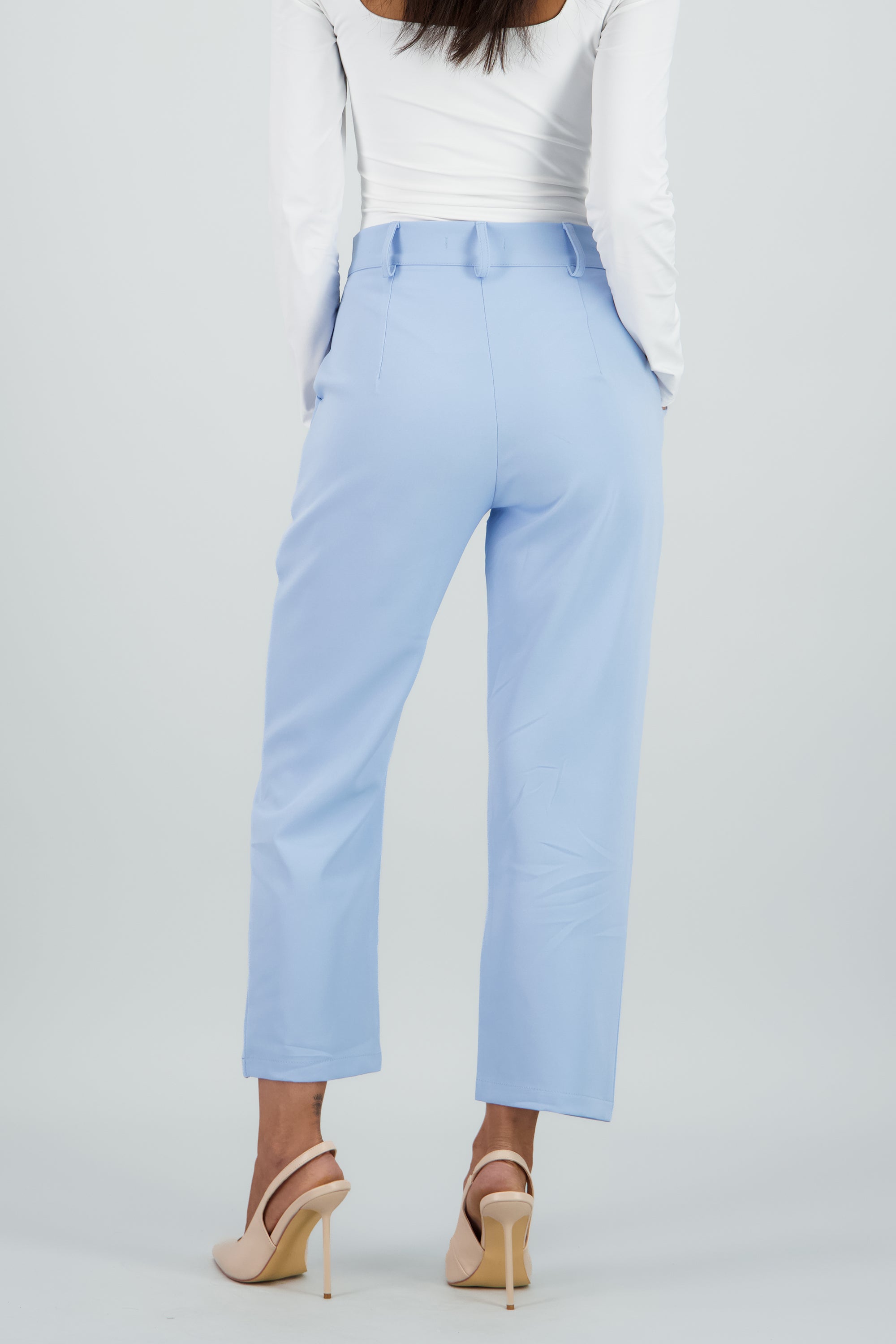 Pantalón Cintura Alta Capri Bolsas AZUL PASTEL