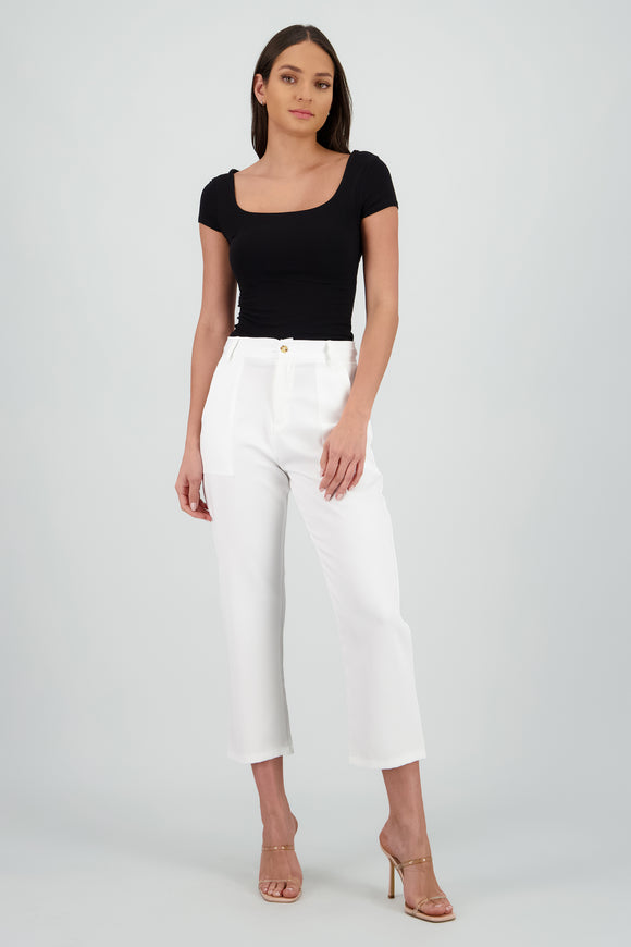 Pantalón Cintura Alta Capri Bolsas