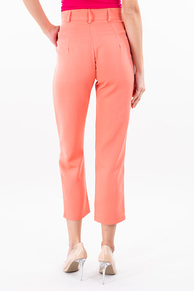 Pantalón Cintura Alta Capri Bolsas CORAL