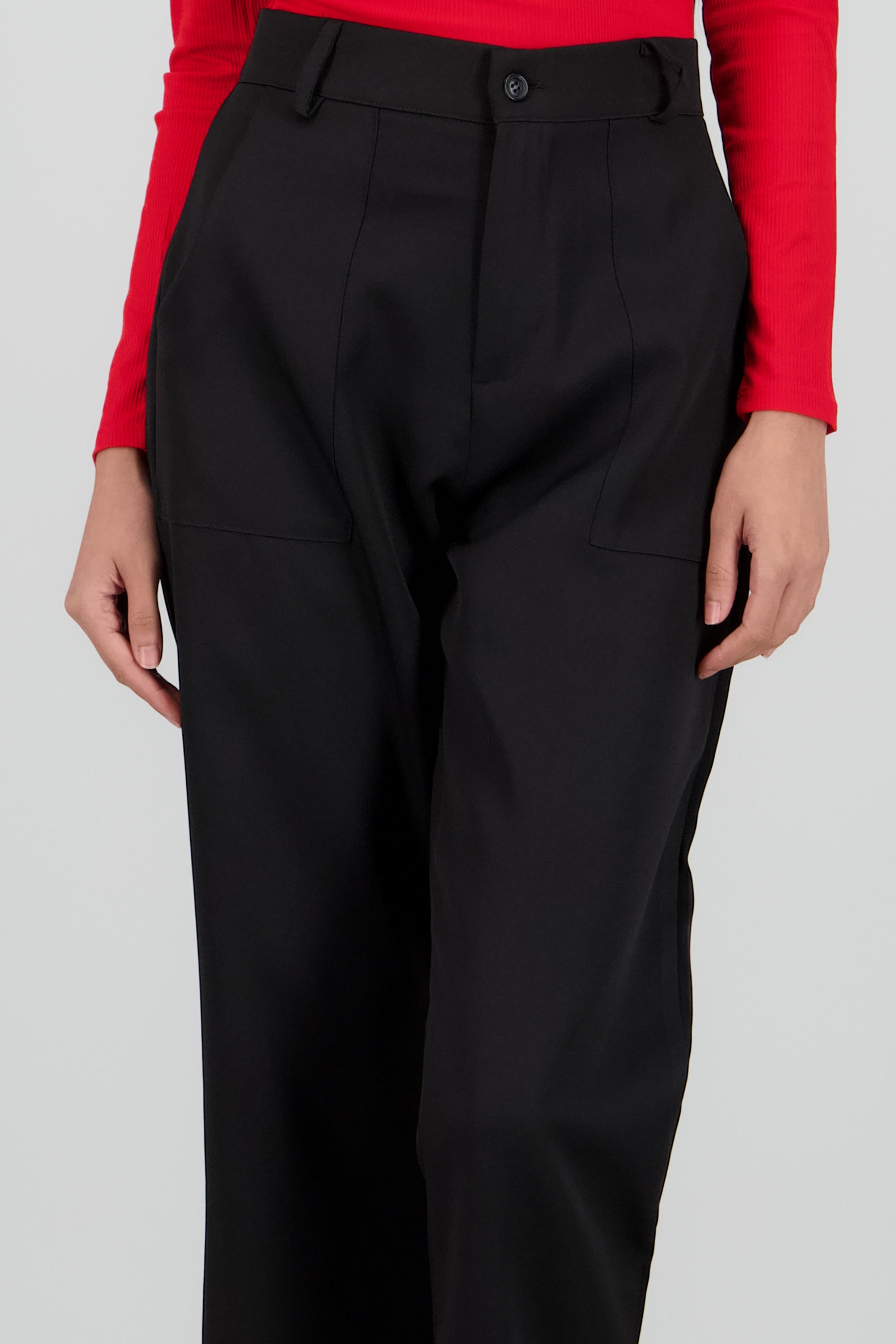 Pantalón Cintura Alta Capri Bolsas NEGRO