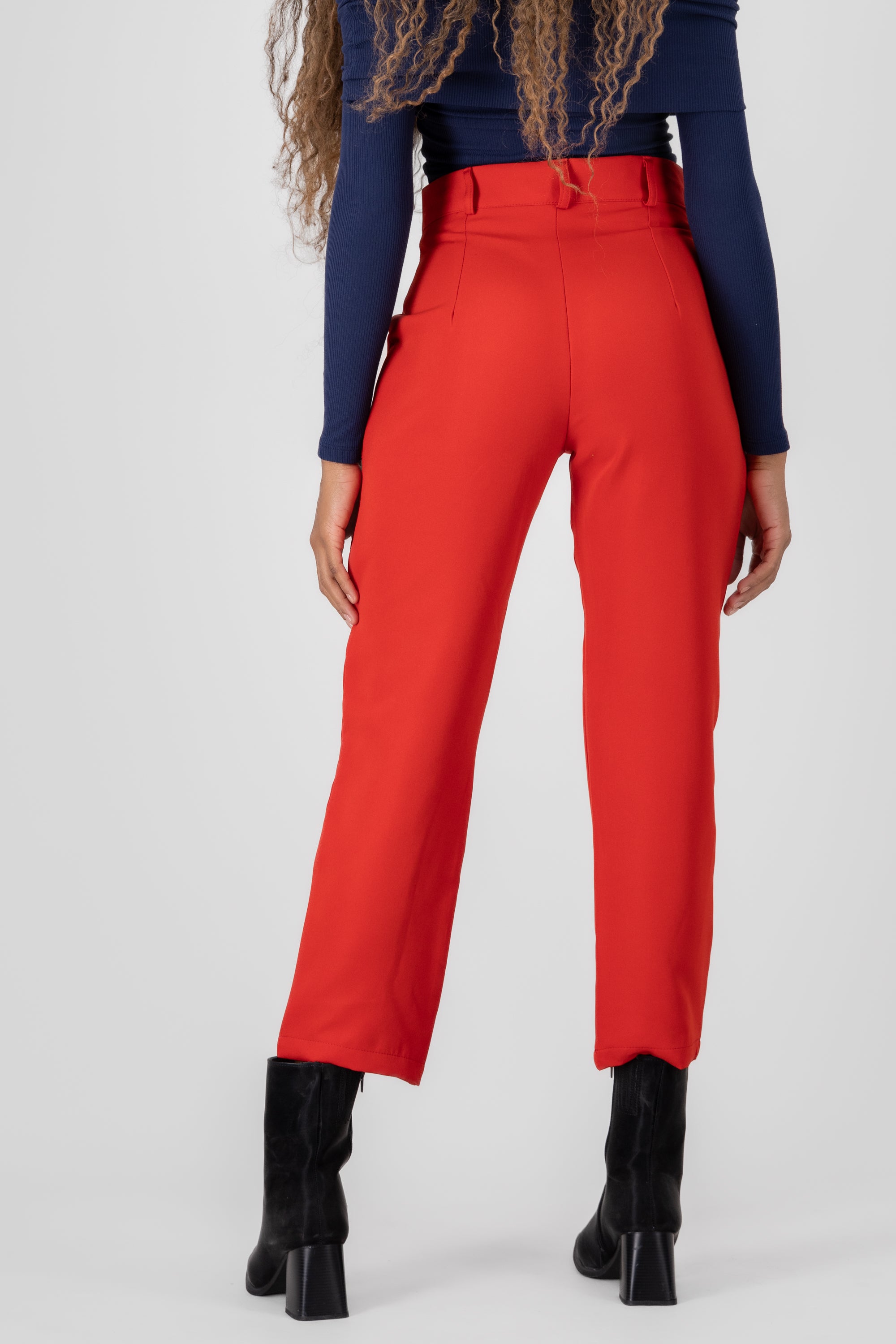 Pantalón Cintura Alta Capri Bolsas ROJO