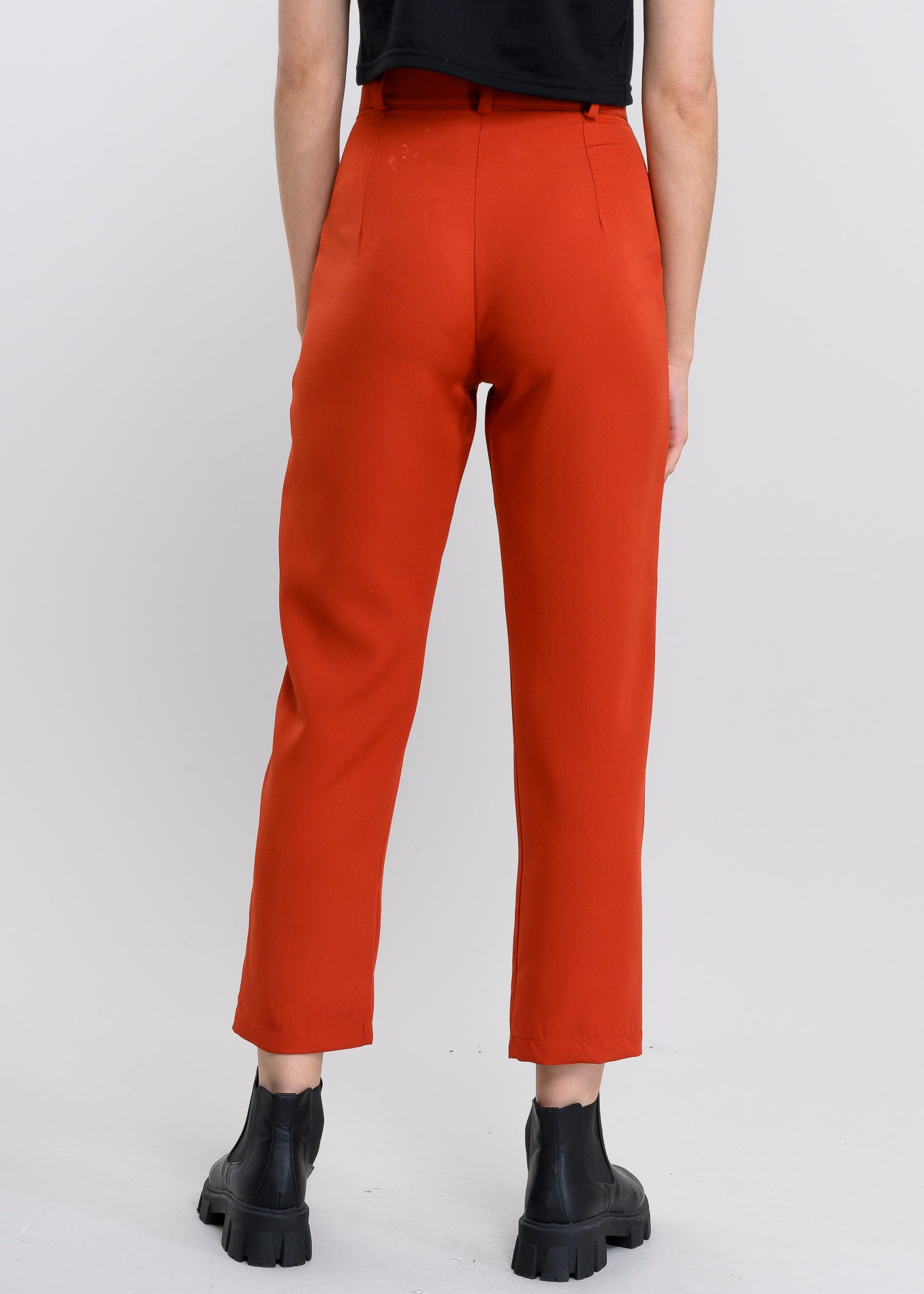 Pantalón Cintura Alta Capri Bolsas LADRILLO