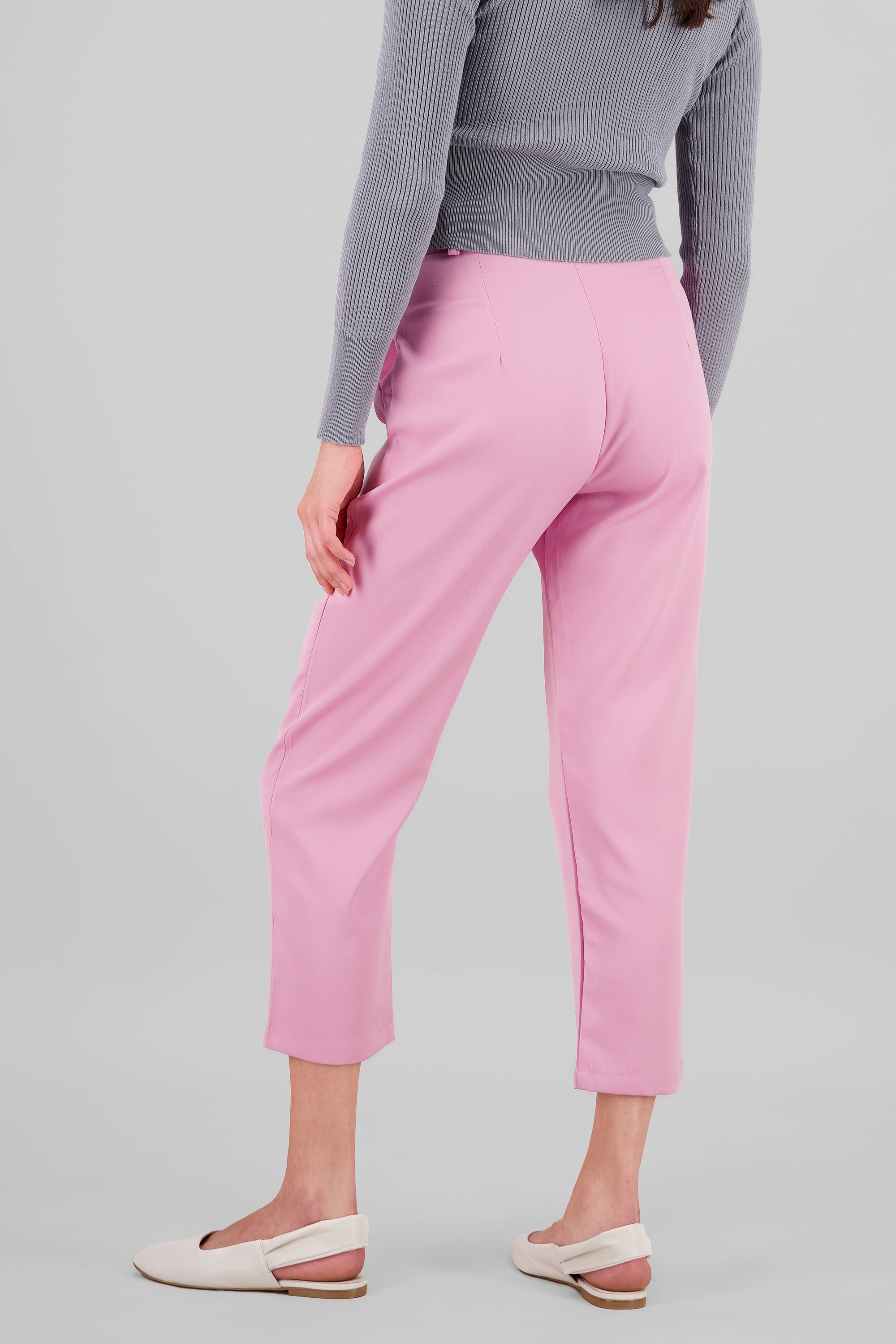 Pantalón Cintura Alta Capri Bolsas ROSA PASTEL