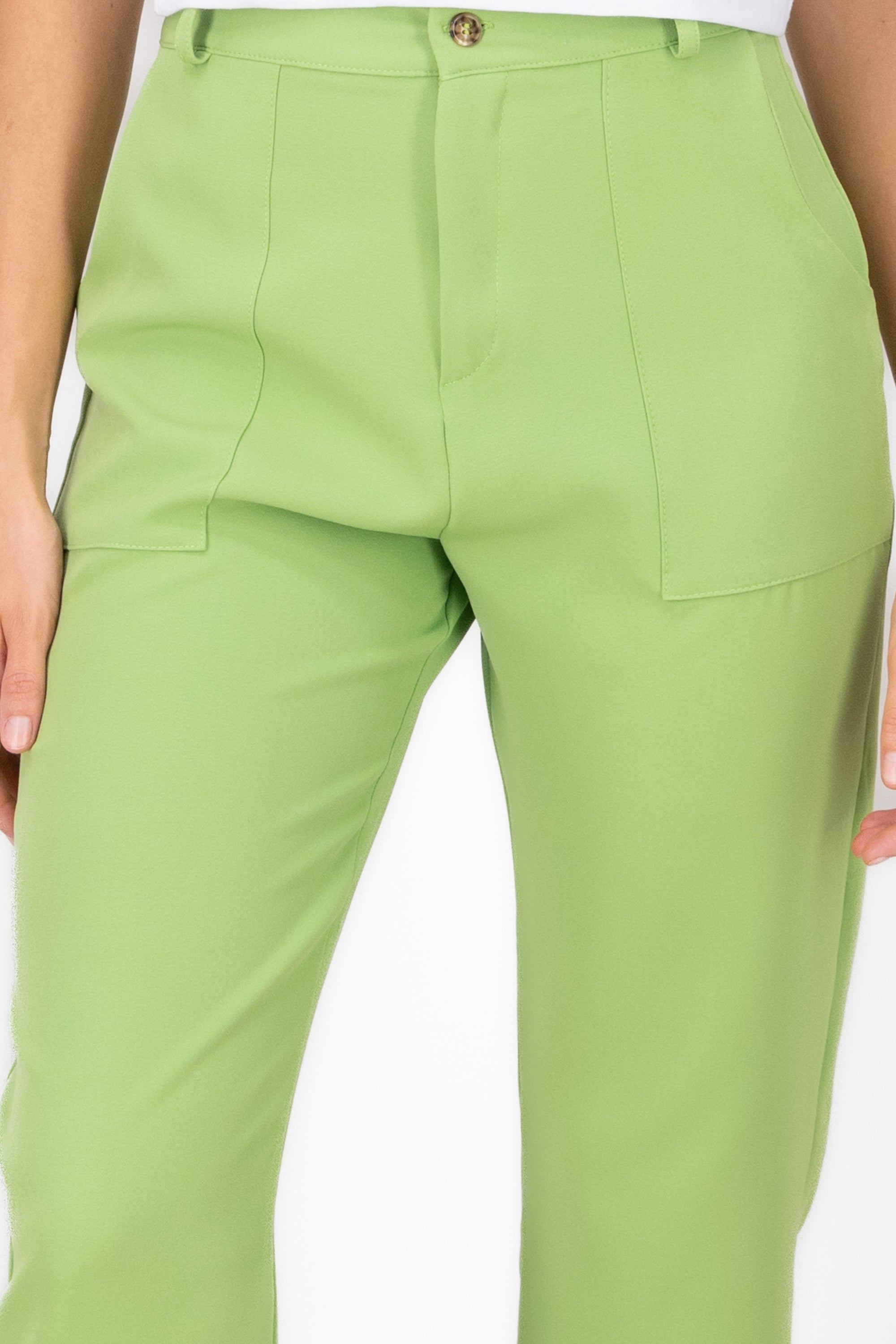 Pantalón Cintura Alta Capri Bolsas VERDE CLARO