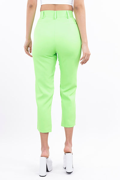 Pantalón Cintura Alta Capri Bolsas VERDE MANZANA