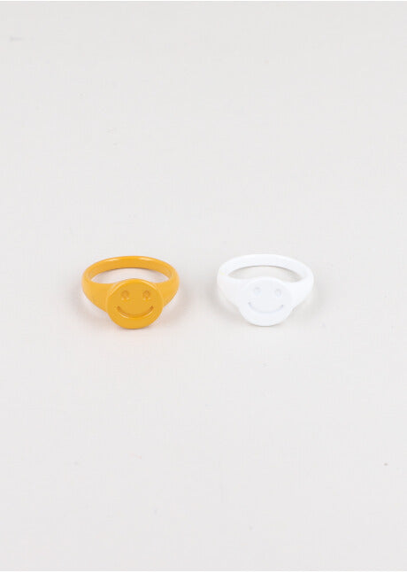 2P Anillos Happy Face AMARILLO