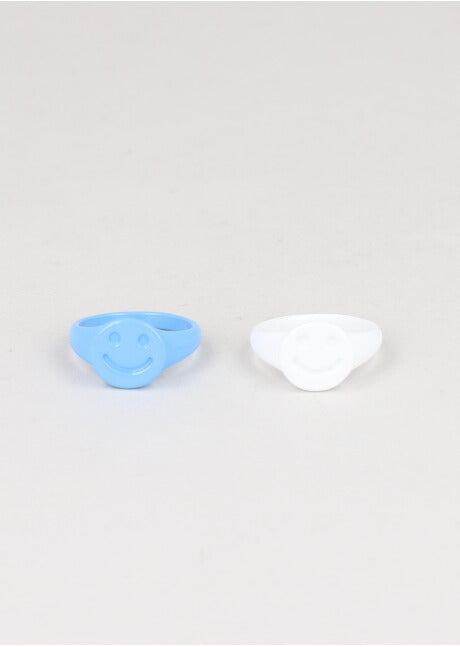 2P Anillos Happy Face AZUL