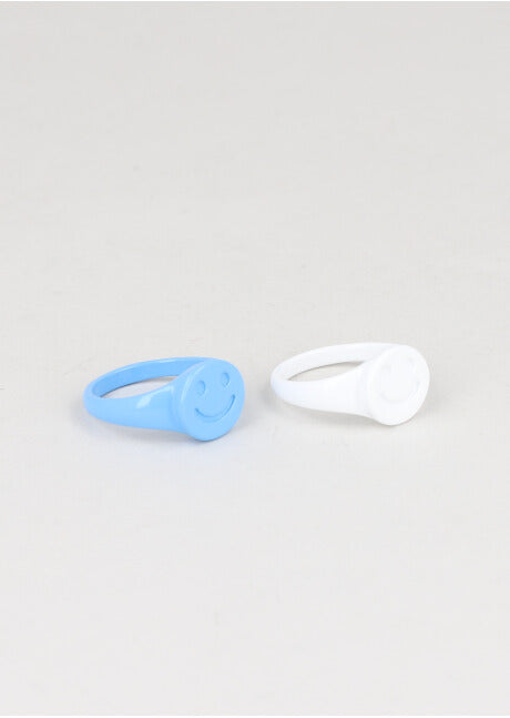 2P Anillos Happy Face AZUL