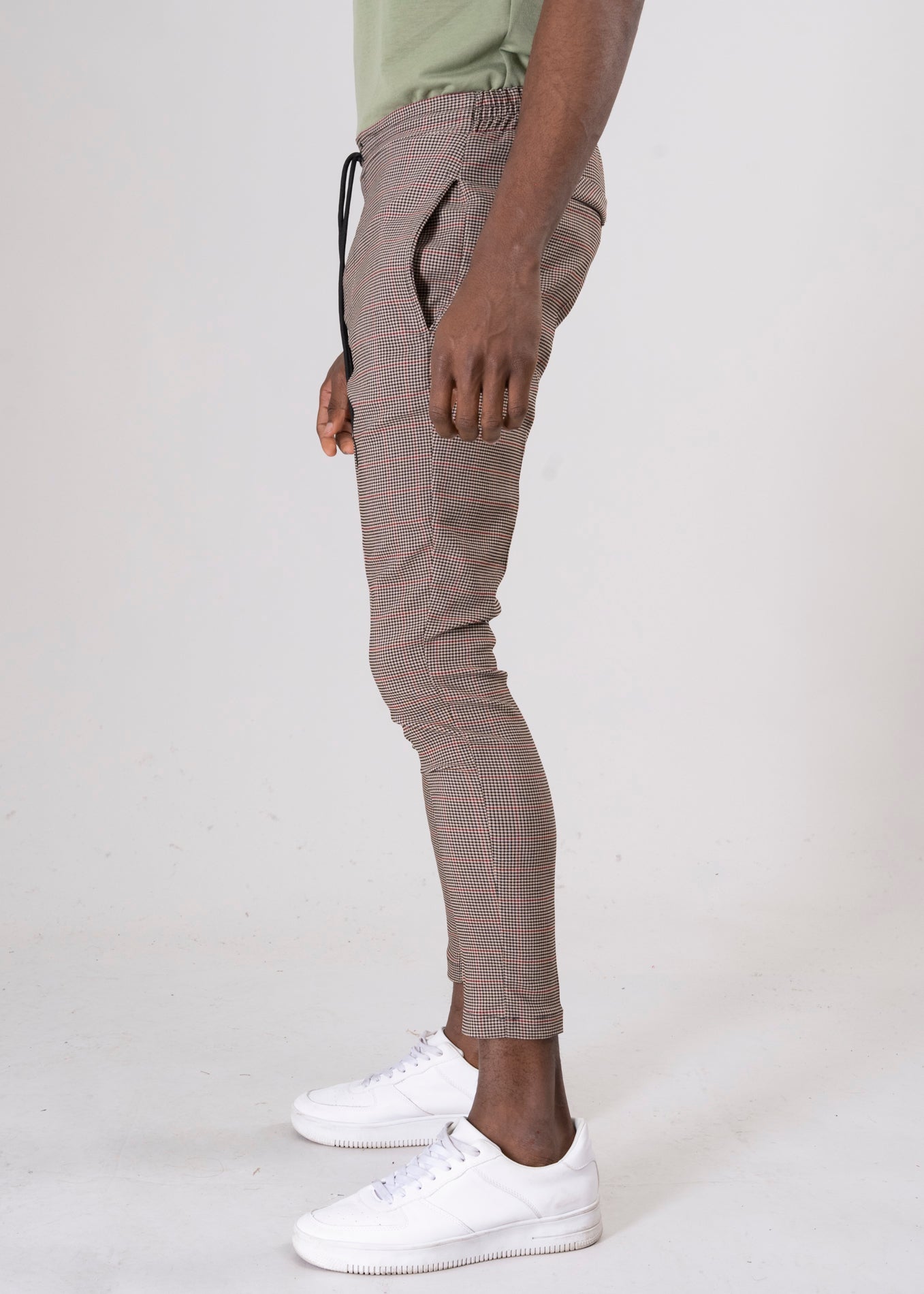 Gris Claro Pantalón Skinny Fit De Cuadros Pantalón Slim Fit