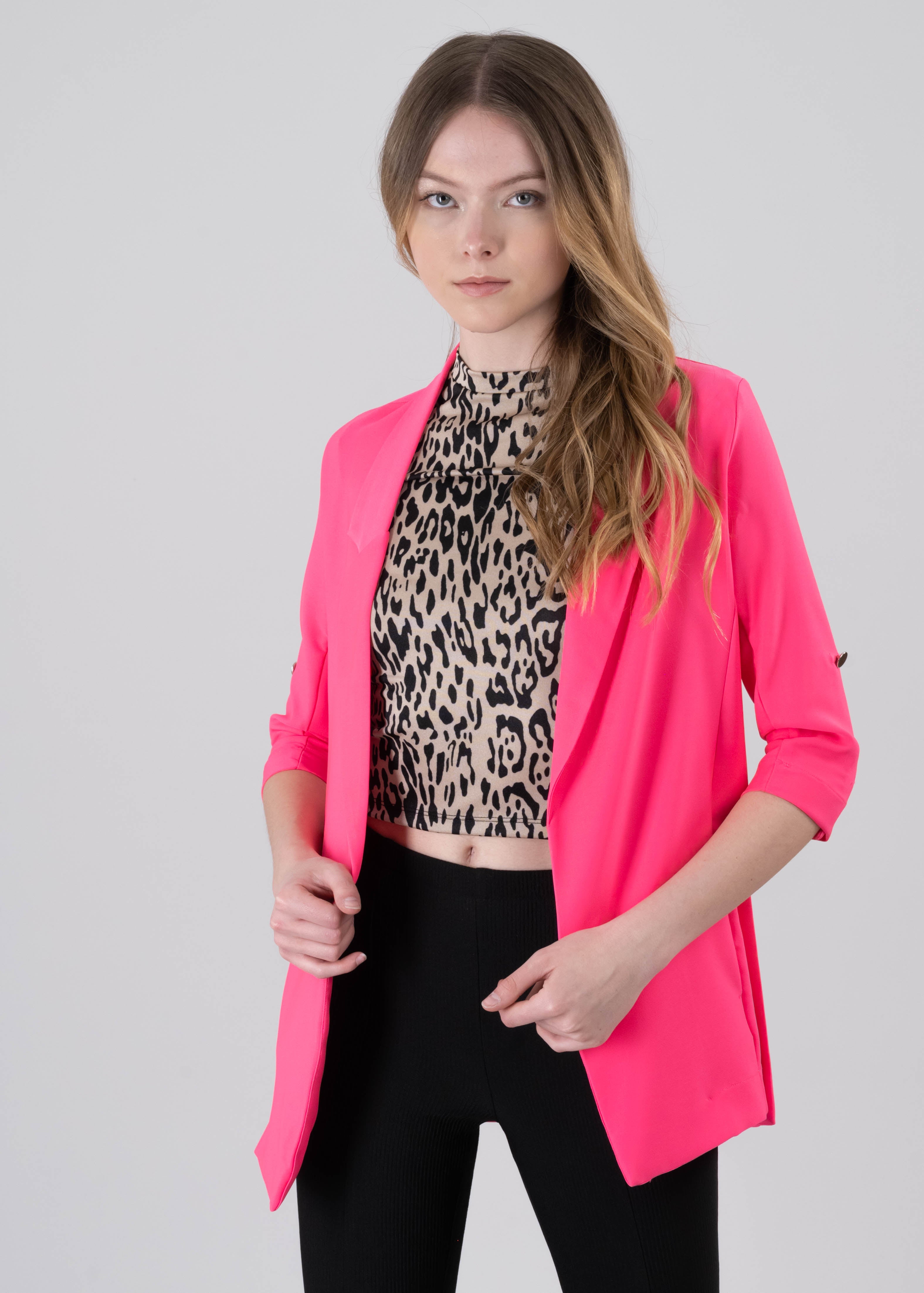 Saco Liso Manga Elevadores ROSA NEON