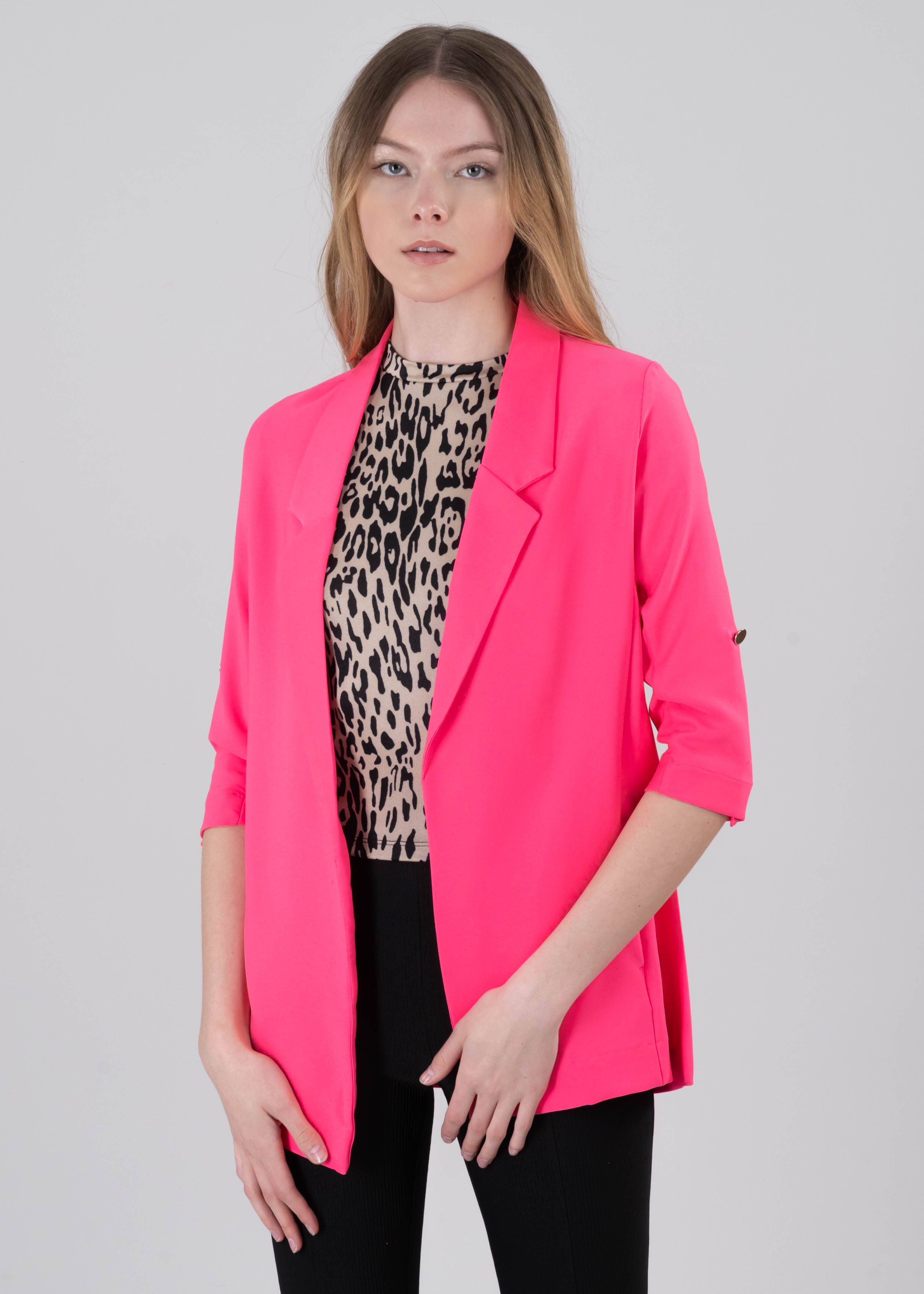 Saco Liso Manga Elevadores ROSA NEON