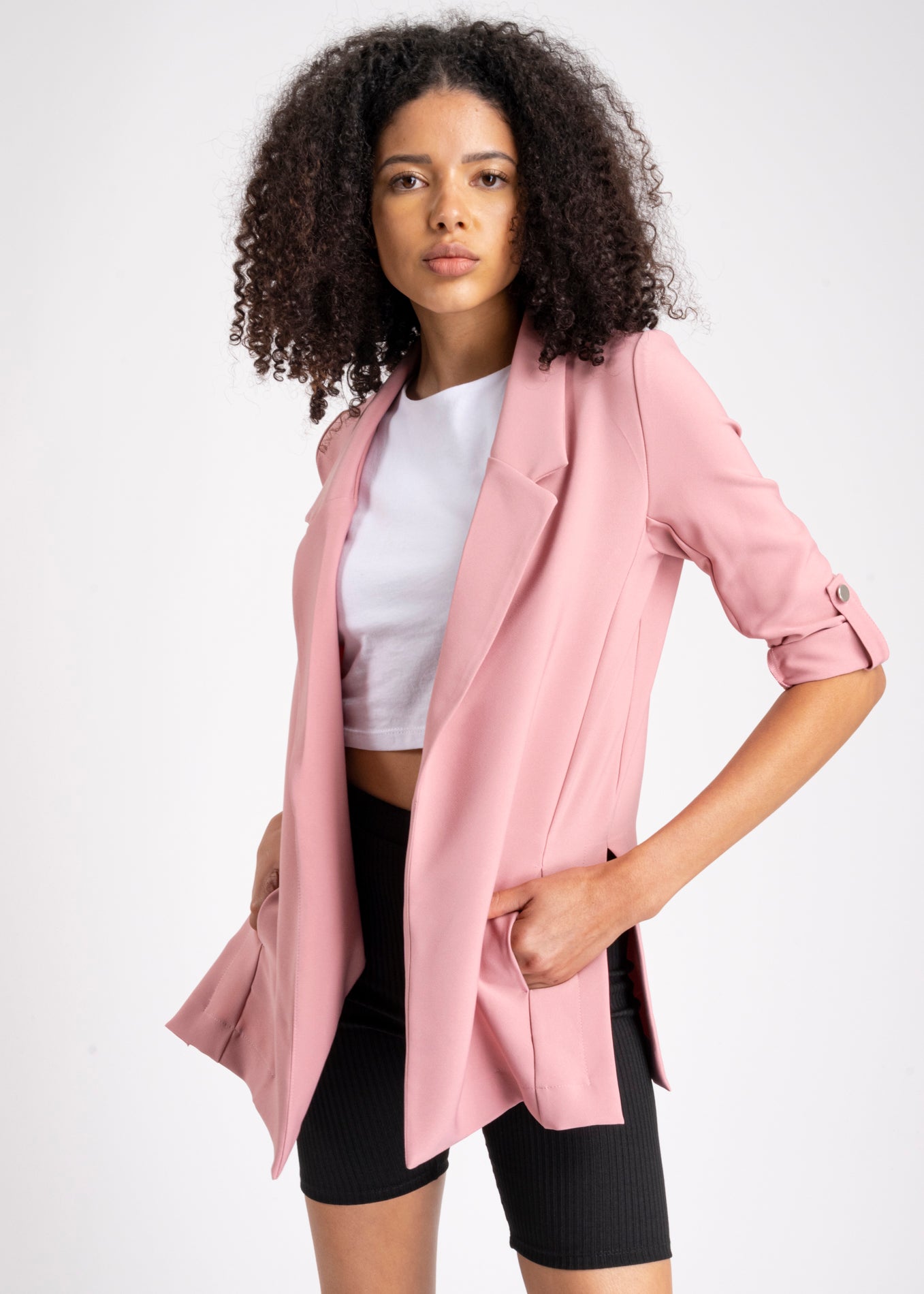 Saco Liso Manga Elevadores ROSA