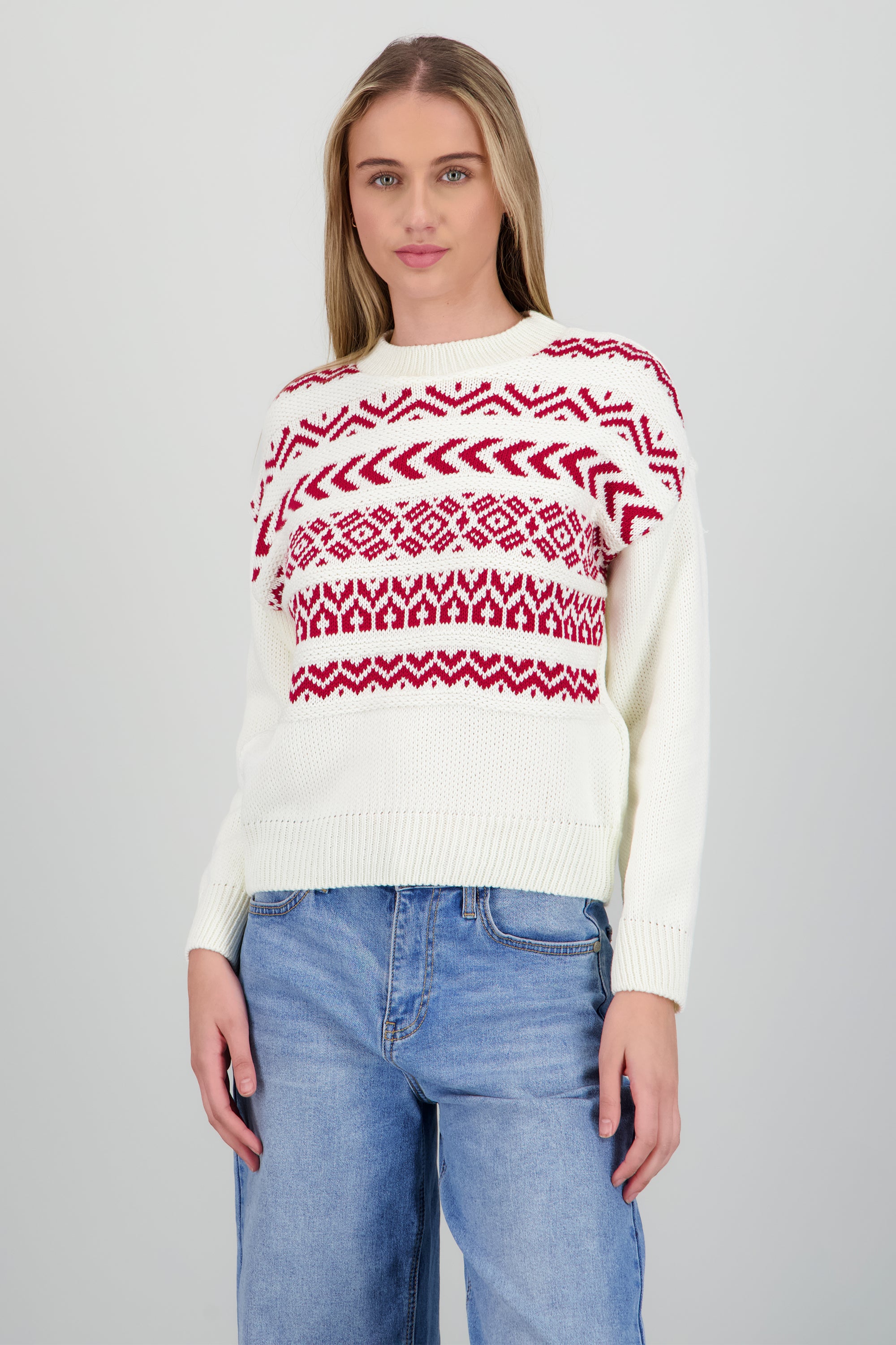 Suéter tejido grecas BLANCO COMBO