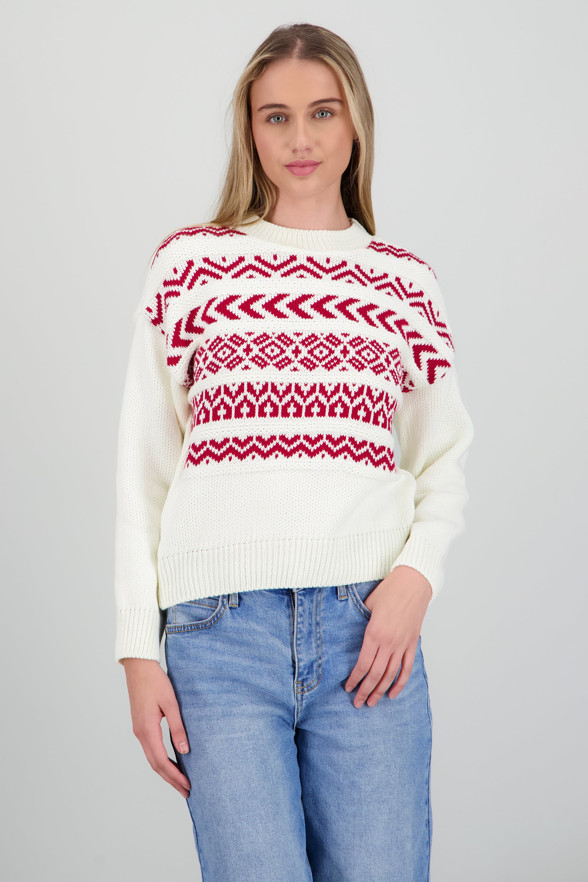 Suéter tejido grecas BLANCO COMBO