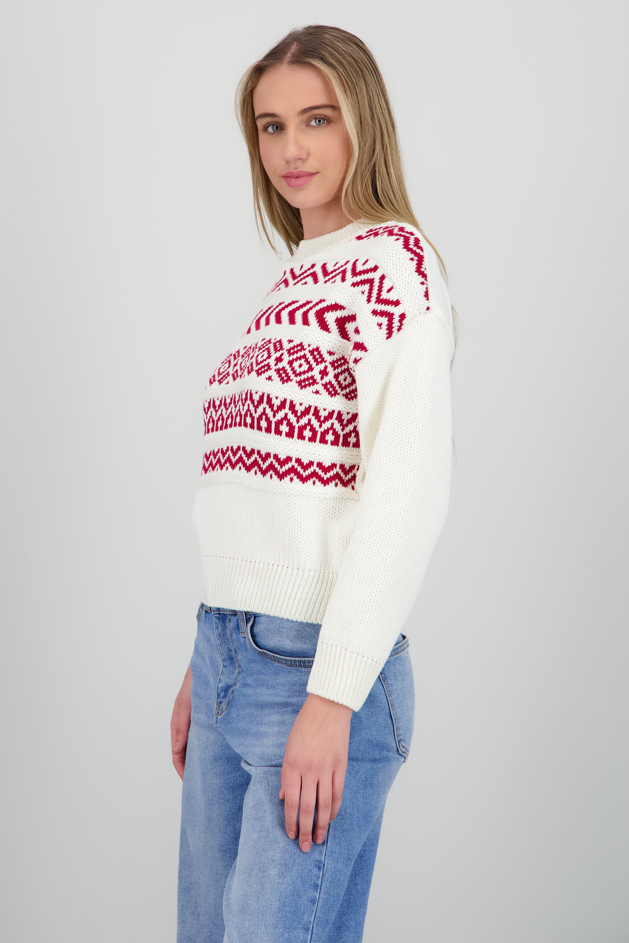 Suéter tejido grecas BLANCO COMBO